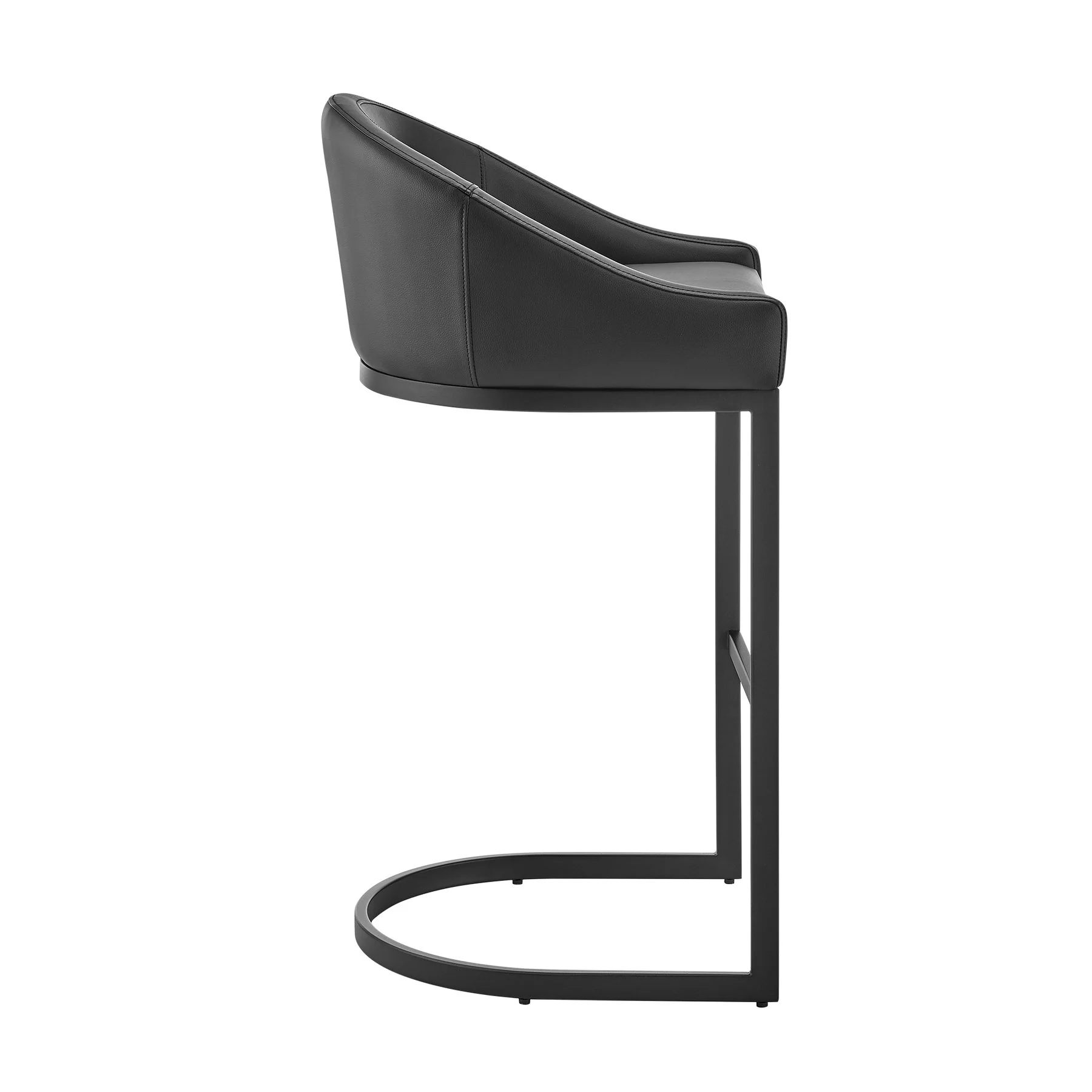 Katherine Counter Stool in Black Metal with Black Faux Leather - Image 3