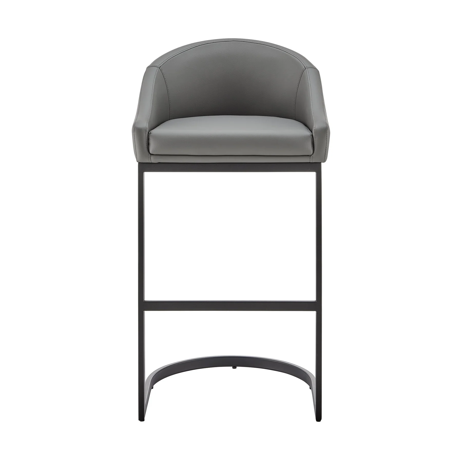 Katherine Counter Stool in Black Metal with Gray Faux Leather - Image 2