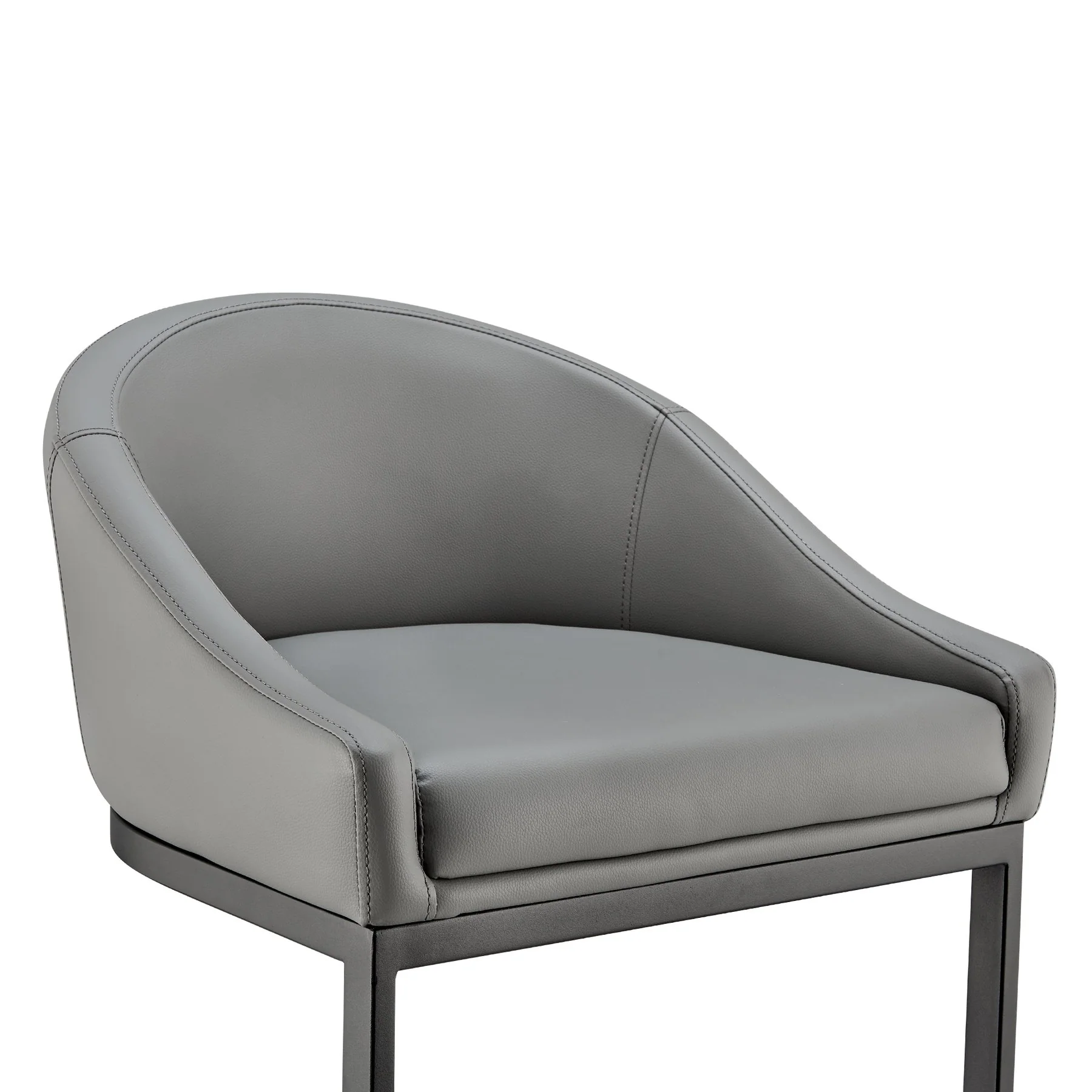 Katherine Counter Stool in Black Metal with Gray Faux Leather - Image 6