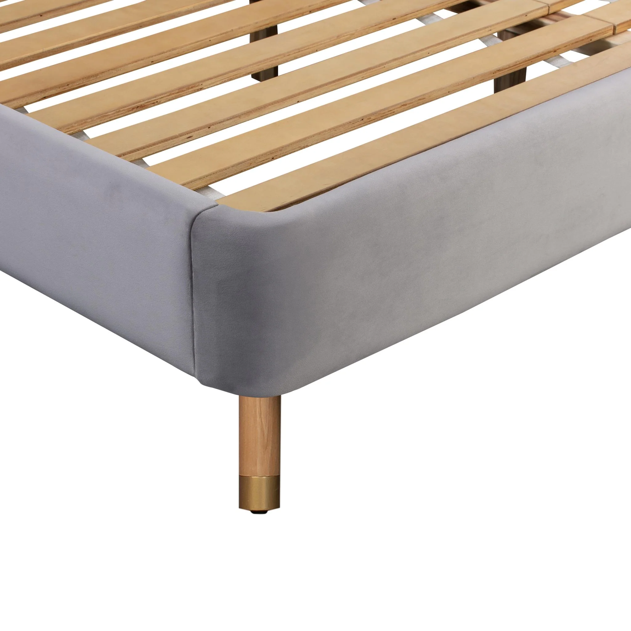 Kavali Grey Velvet King Bed - Image 9