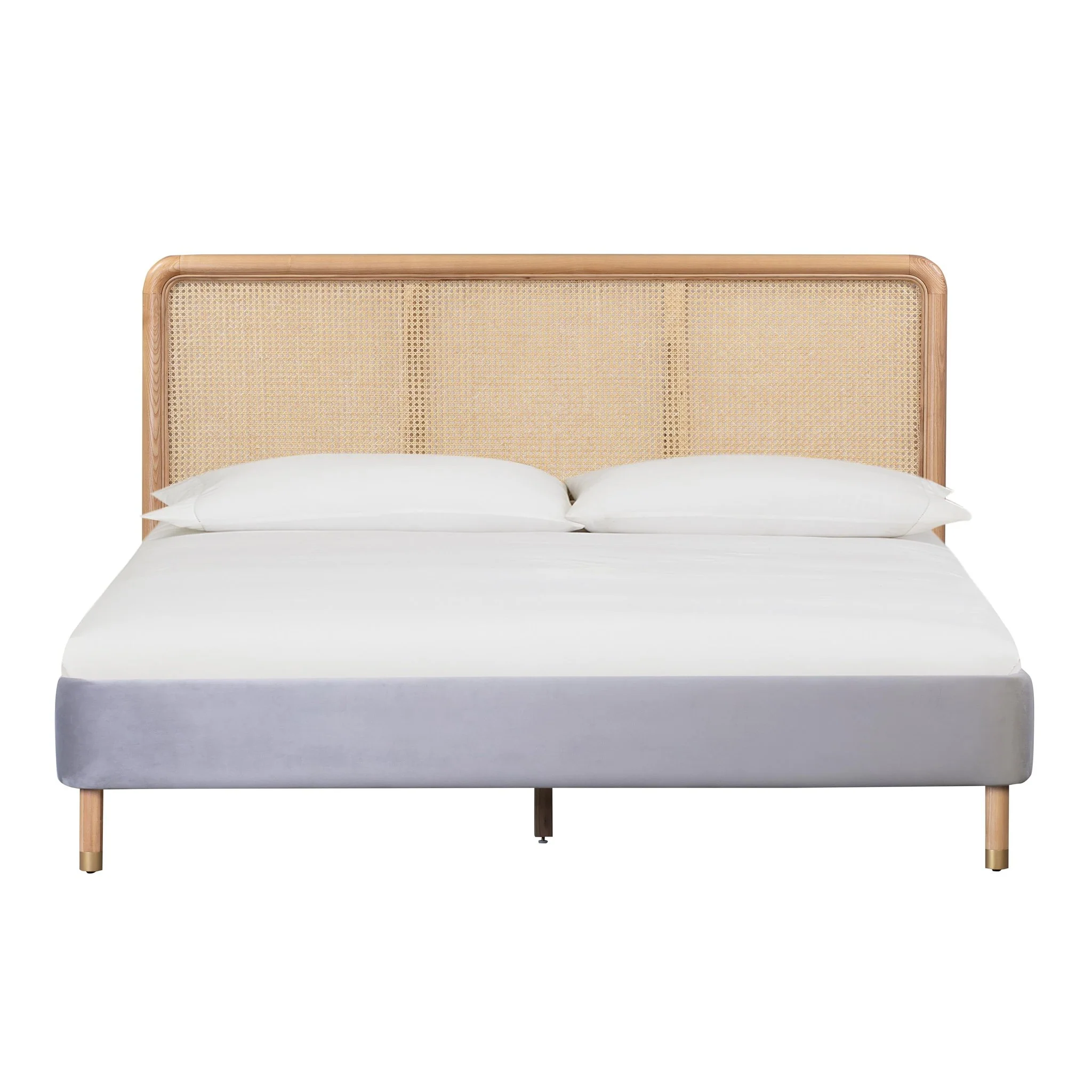 Kavali Grey Velvet King Bed - Image 3