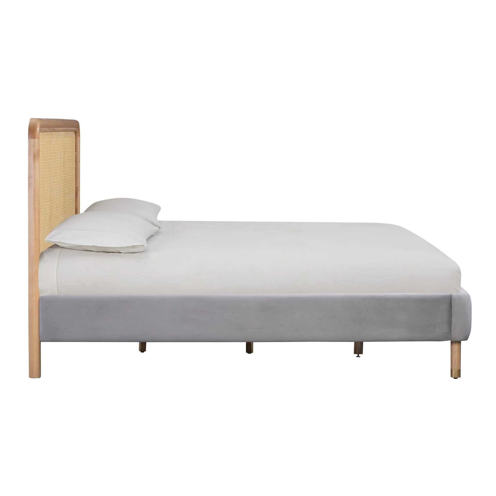 Kavali Grey Velvet King Bed - Image 4