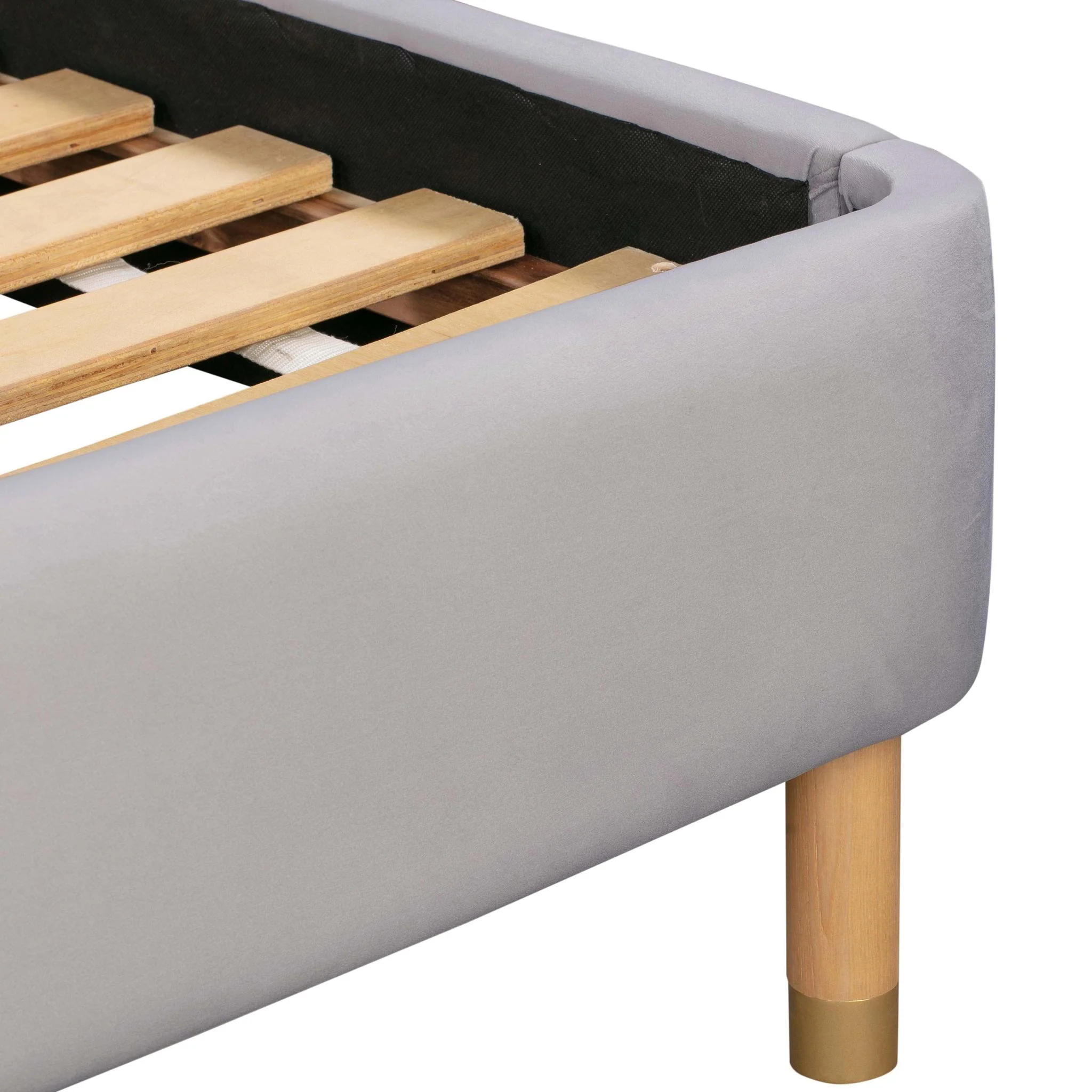 Kavali Grey Velvet King Bed - Image 6