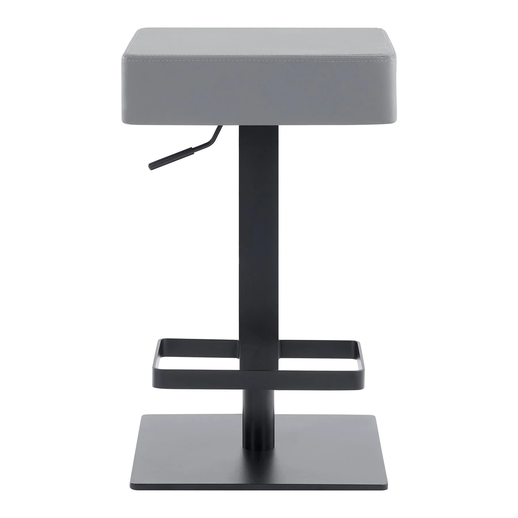Kaylee Adjustable Height Swivel Gray Faux Leather and Black Metal Backless Bar Stool - Image 2