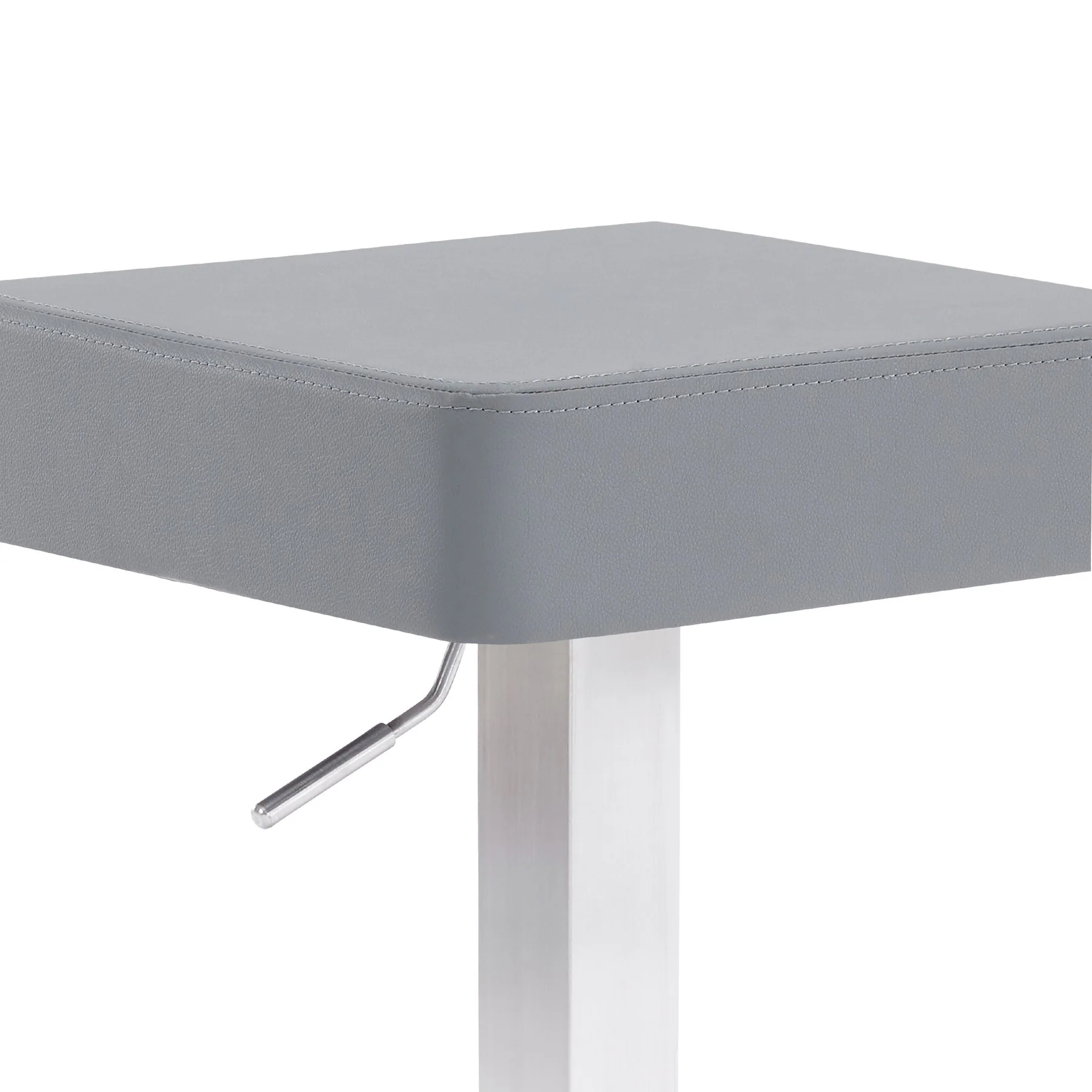 Kaylee Adjustable Height Swivel Gray Faux Leather and Brushed Stainless Steel Backless Bar Stool - Image 4