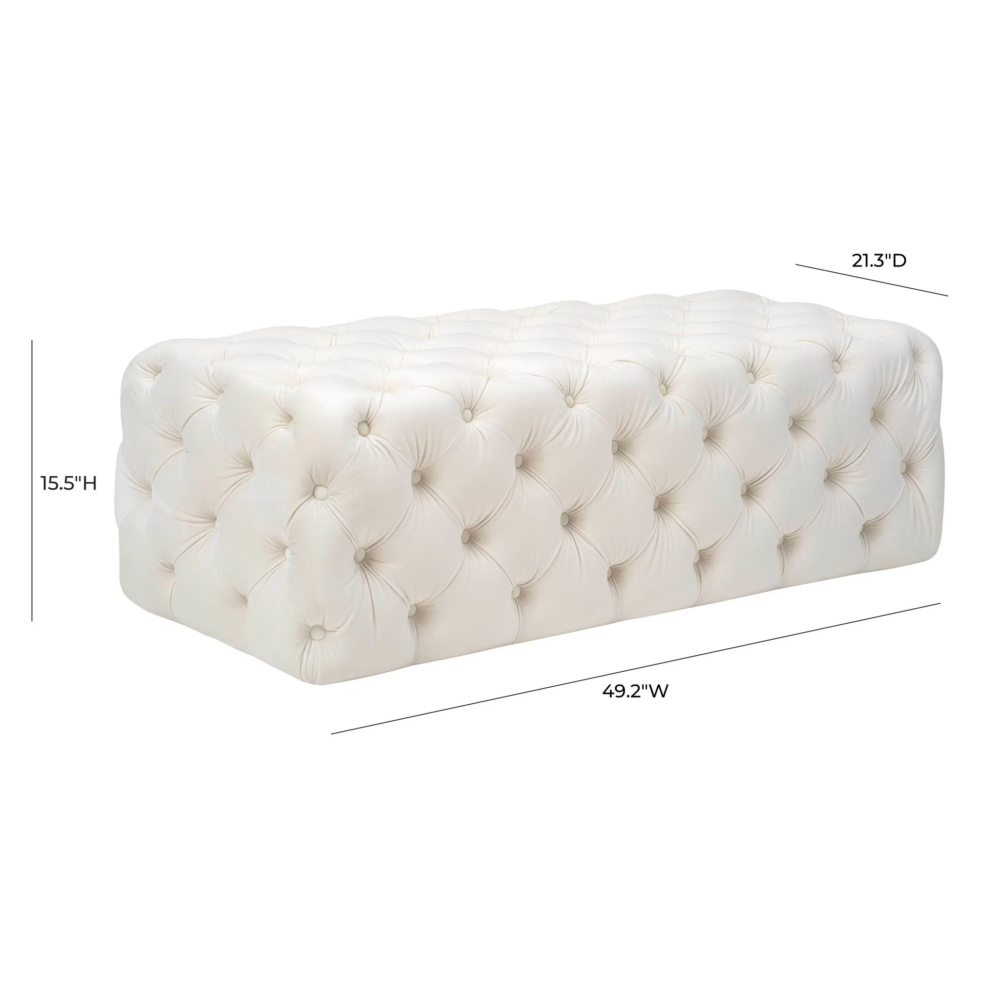 Kaylee Cream Velvet Ottoman - Image 6