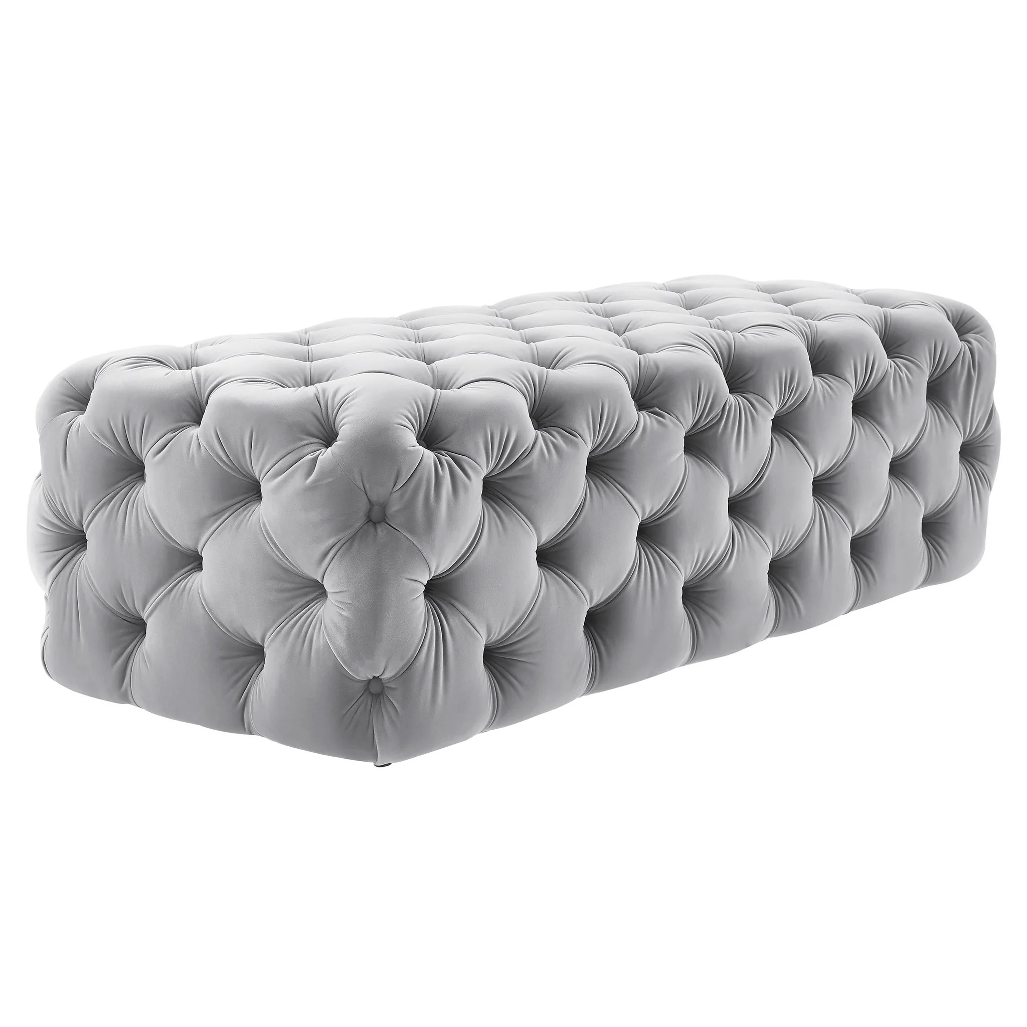 Kaylee Grey Velvet Ottoman - Image 3