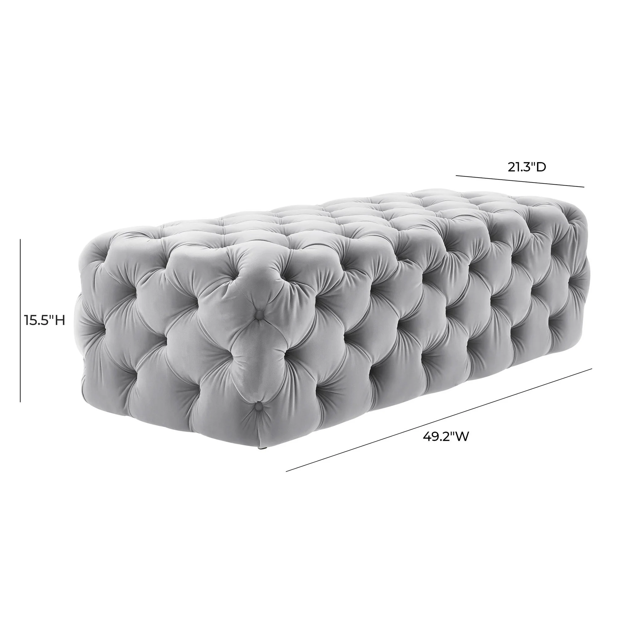 Kaylee Grey Velvet Ottoman - Image 6