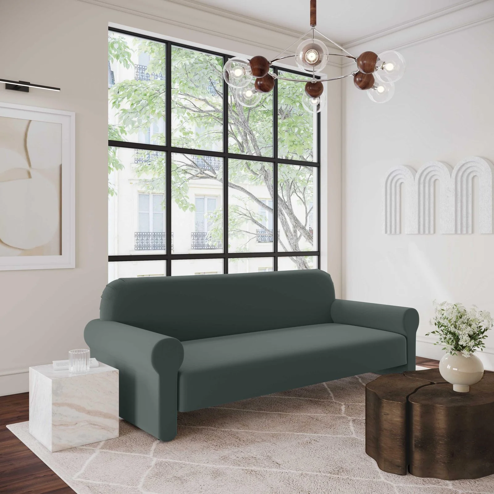 Keelee Grey 84 Inch Velvet Sofa - Image 2