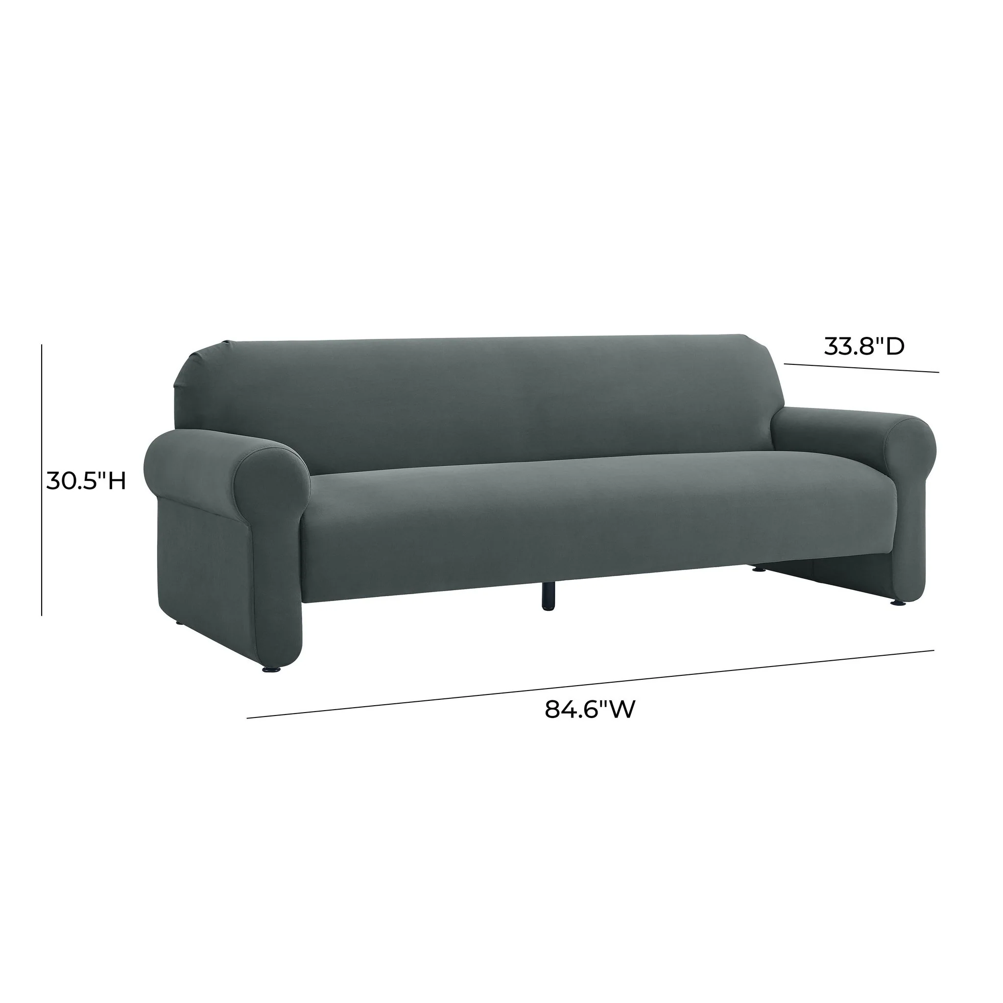 Keelee Grey 84 Inch Velvet Sofa - Image 6