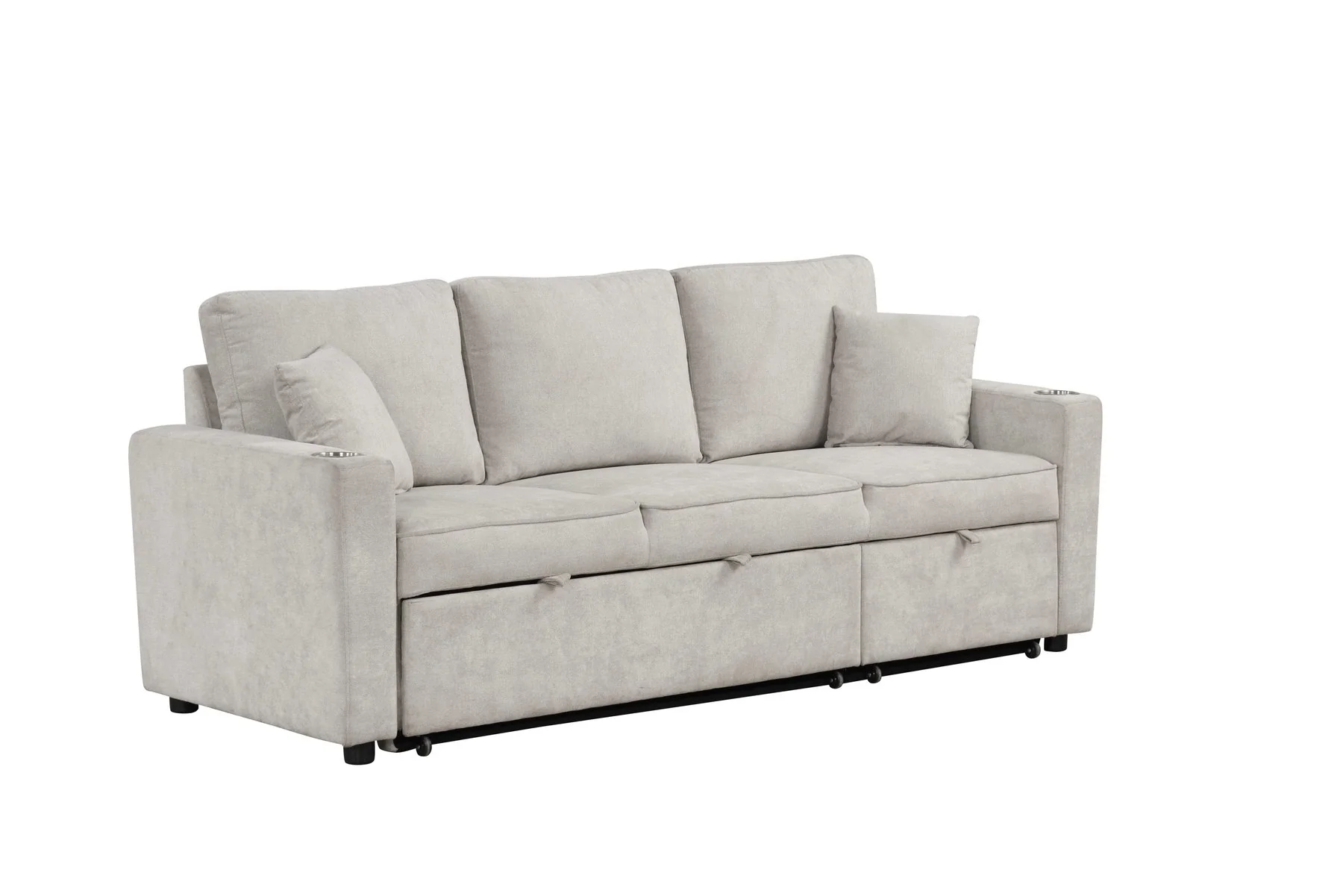 Kendal Sleeper Sofa Sectional w/ Cupholder, Beige - Image 7