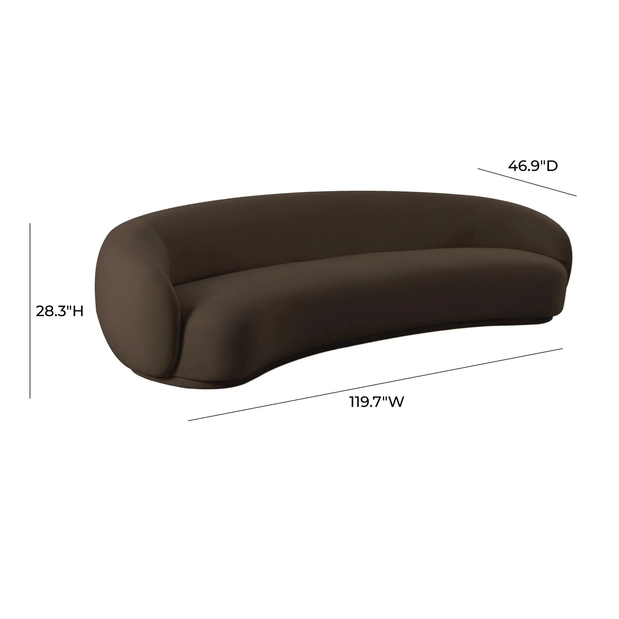 Kendall Chocolate Brown Velvet 120 Inch Sofa - Image 6