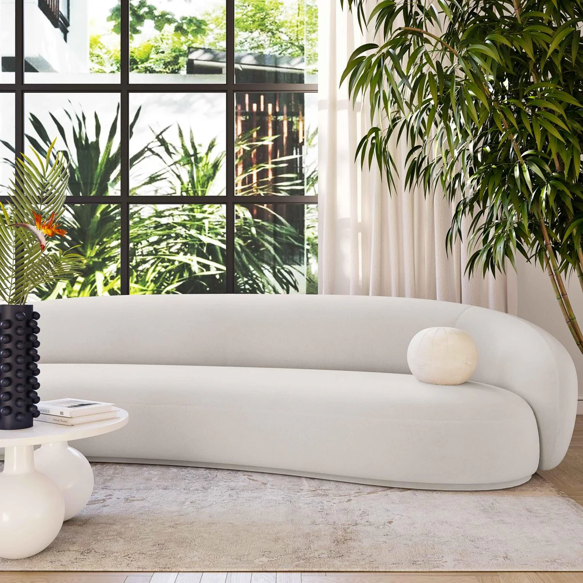 Kendall Cream Velvet 120 Inch Sofa - Image 2