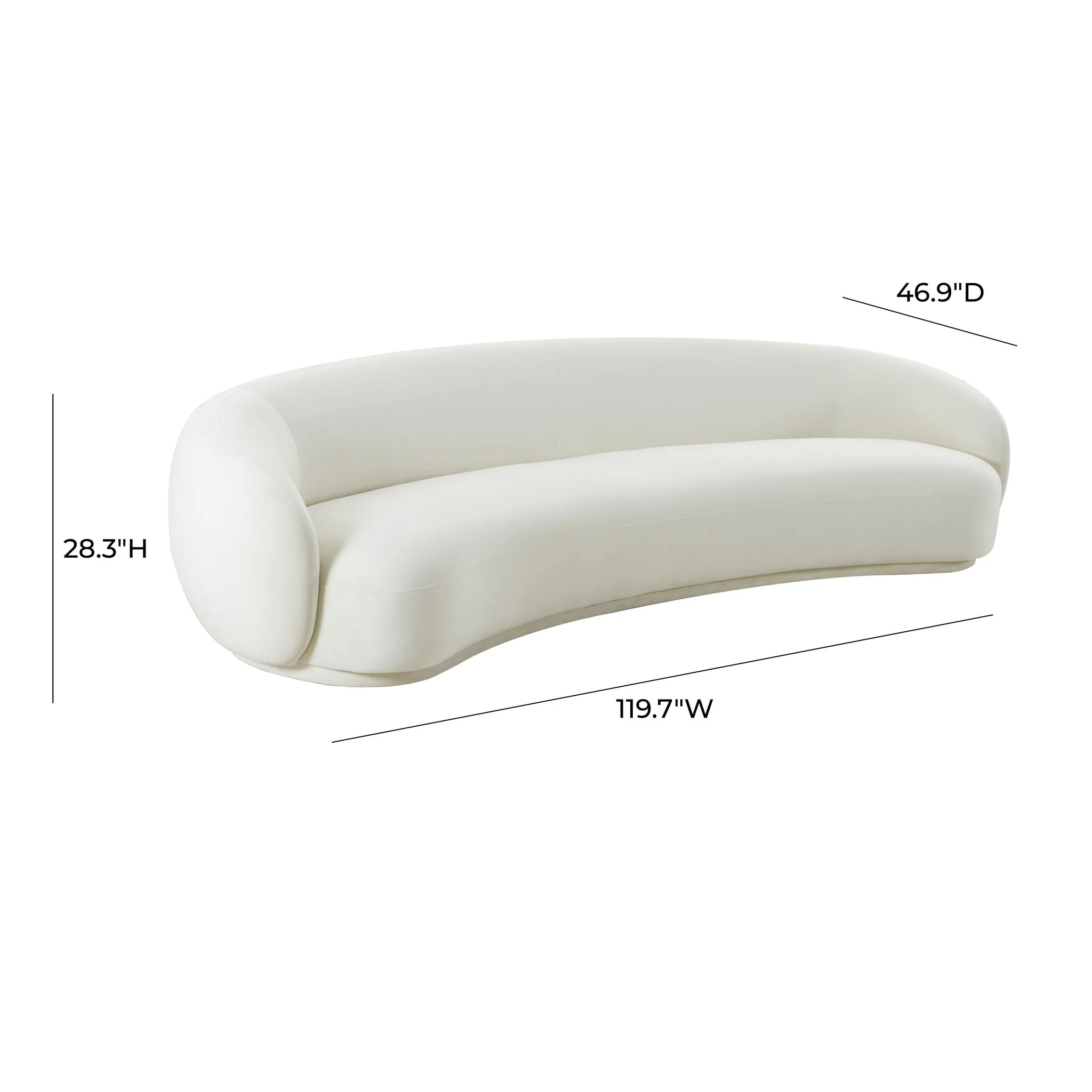 Kendall Cream Velvet 120 Inch Sofa - Image 6