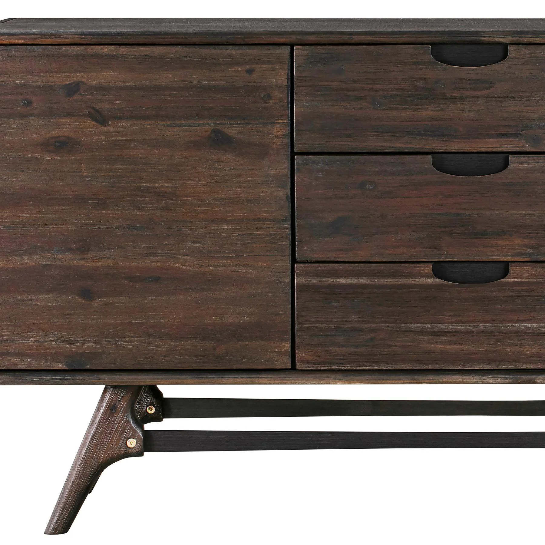 Kendra 3 Drawer Sideboard Buffet in Brown Acacia Wood - Image 6