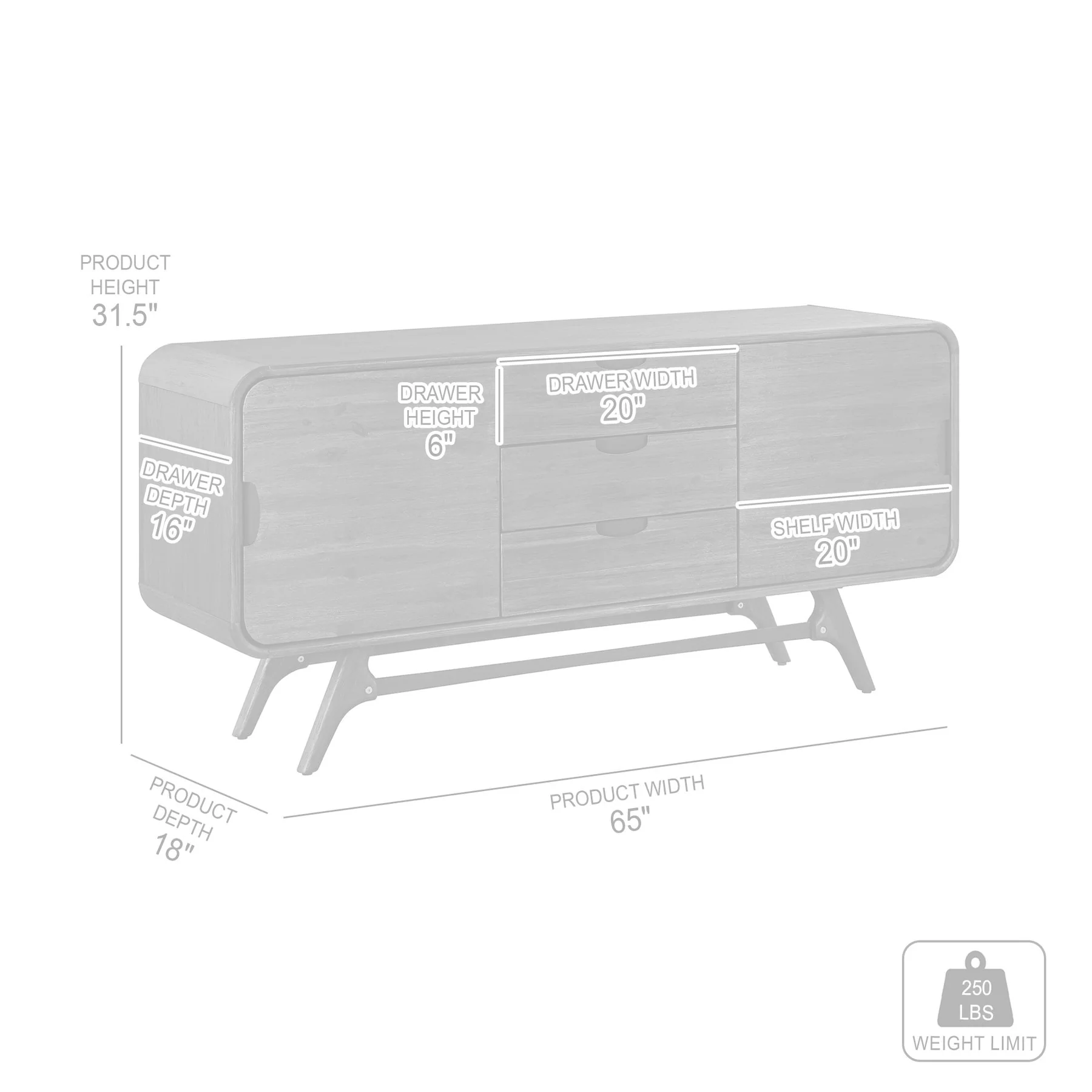 Kendra 3 Drawer Sideboard Buffet in Brown Acacia Wood - Image 7