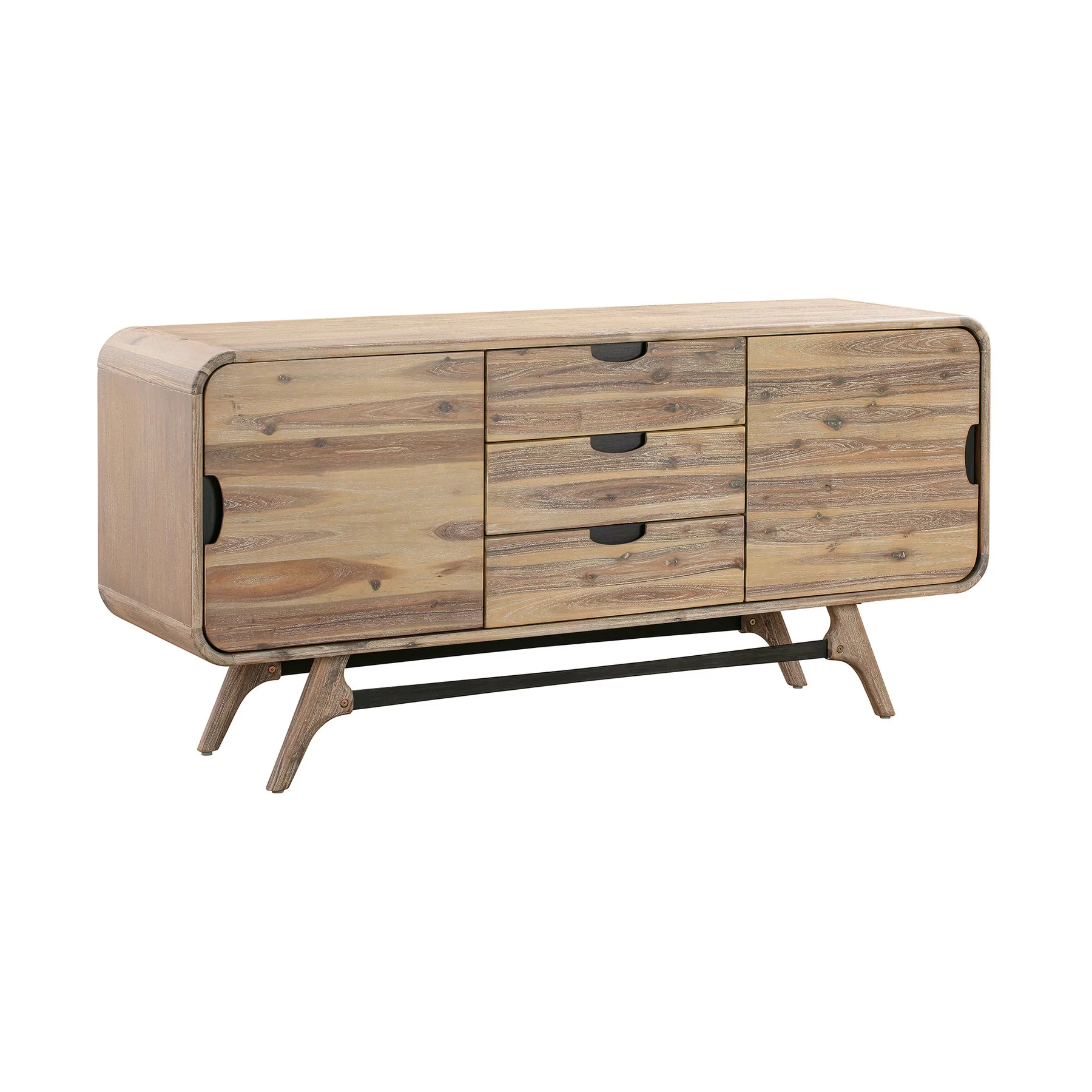 Kendra 3 Drawer Sideboard Buffet in Gray Acacia Wood - Image 2