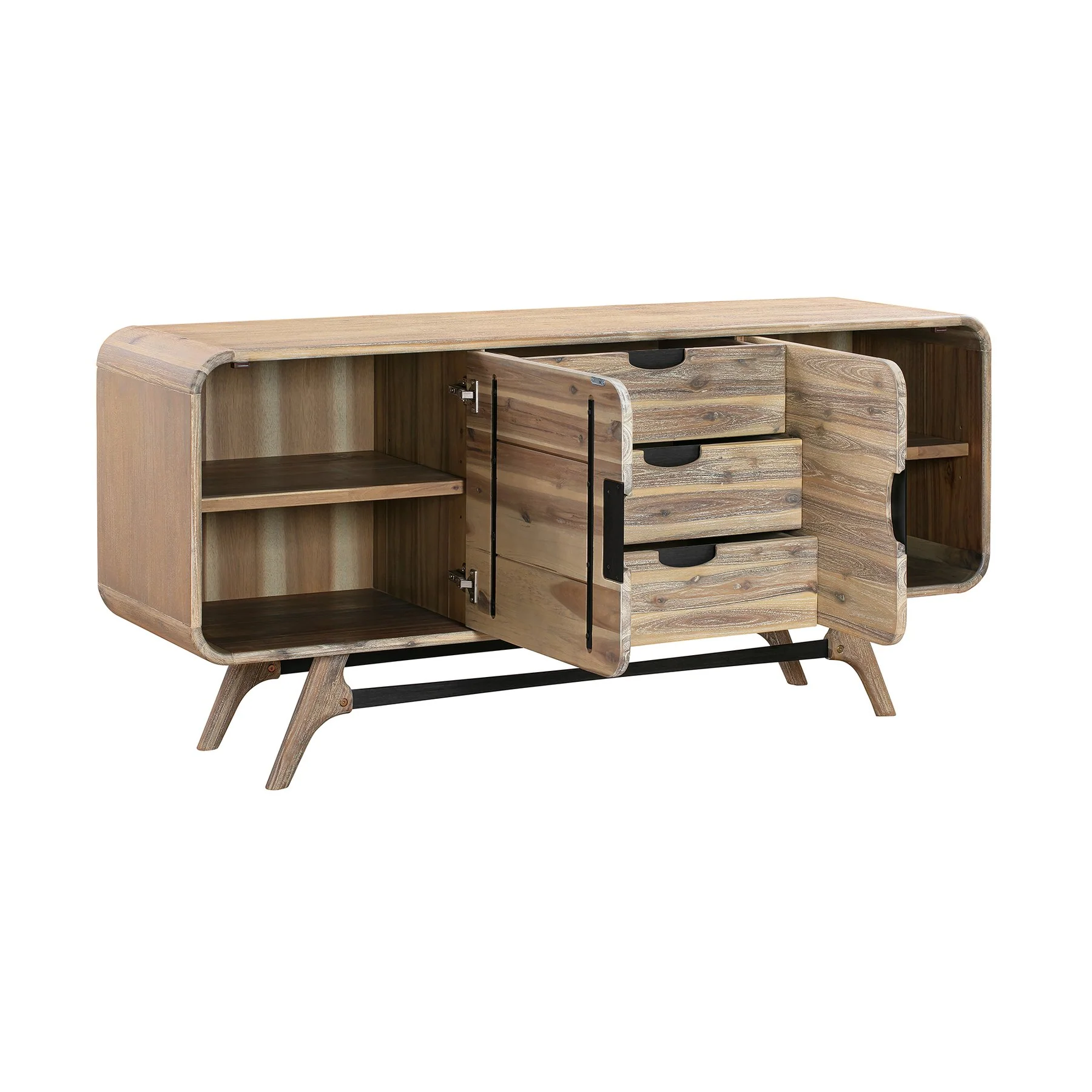 Kendra 3 Drawer Sideboard Buffet in Gray Acacia Wood - Image 3