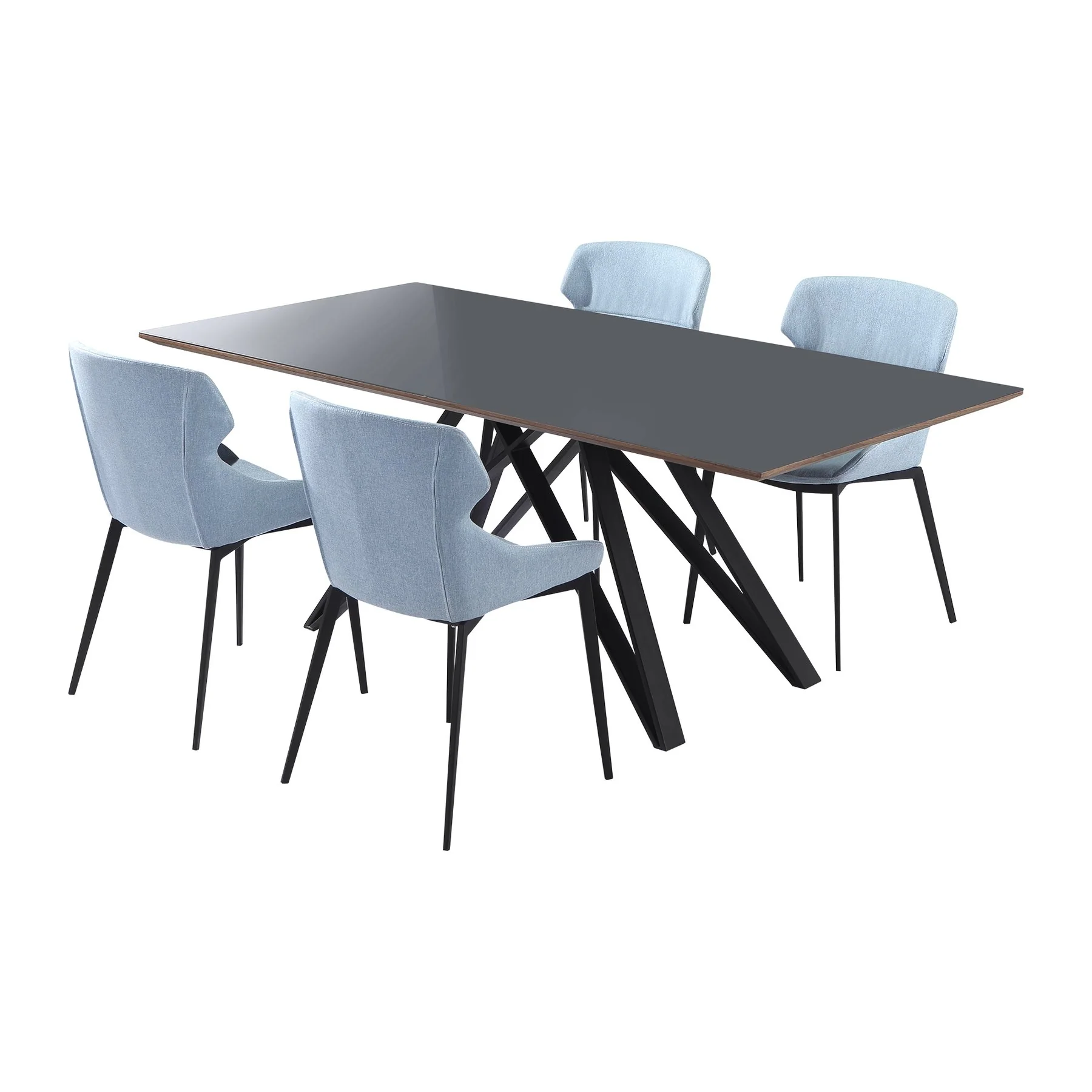 Kenna Contemporary Gray Glass 5 Piece Metal Dining Set - Image 2