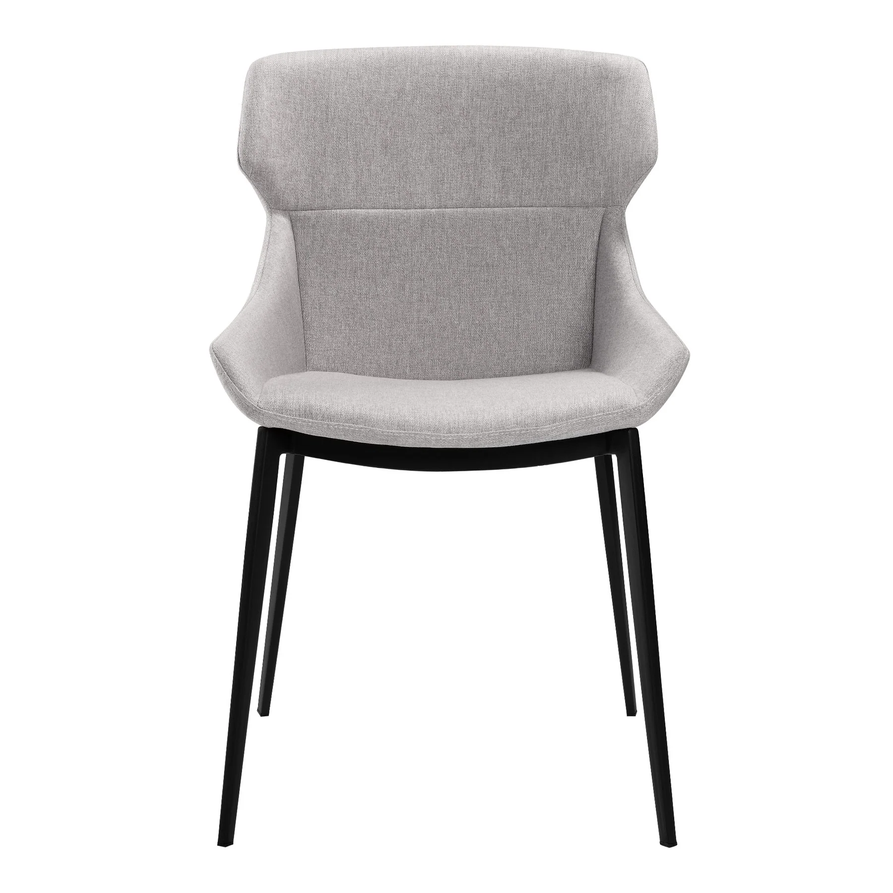 Kenna Modern Dining Chair in Matte Black Finish and Gray Fabric - Set of 2 - Image 2