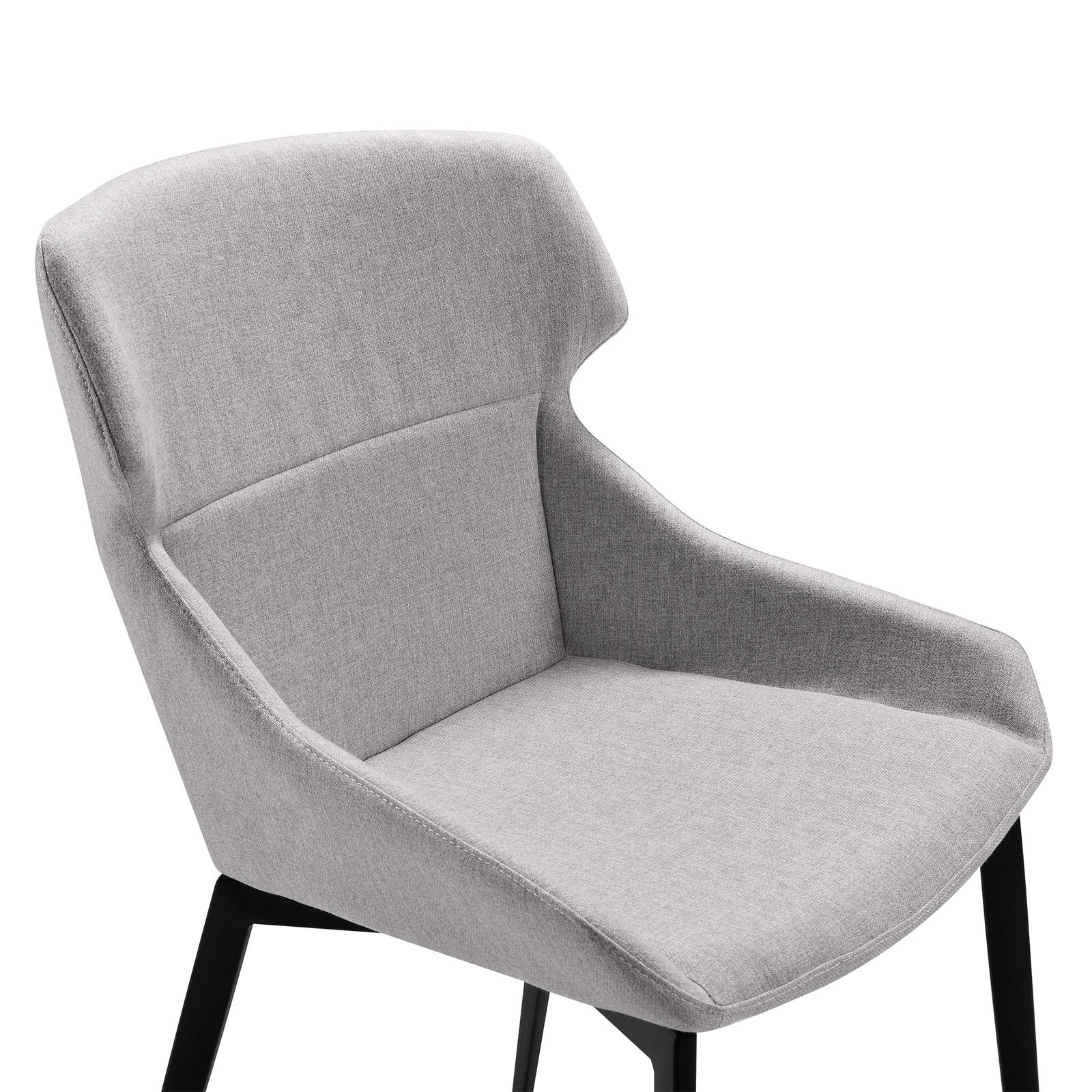 Kenna Modern Dining Chair in Matte Black Finish and Gray Fabric - Set of 2 - Image 4
