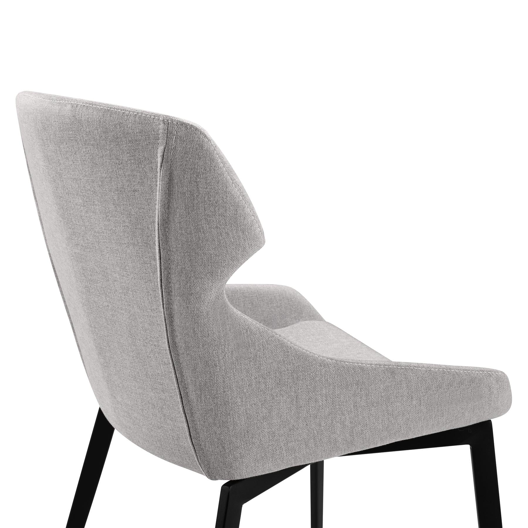 Kenna Modern Dining Chair in Matte Black Finish and Gray Fabric - Set of 2 - Image 5