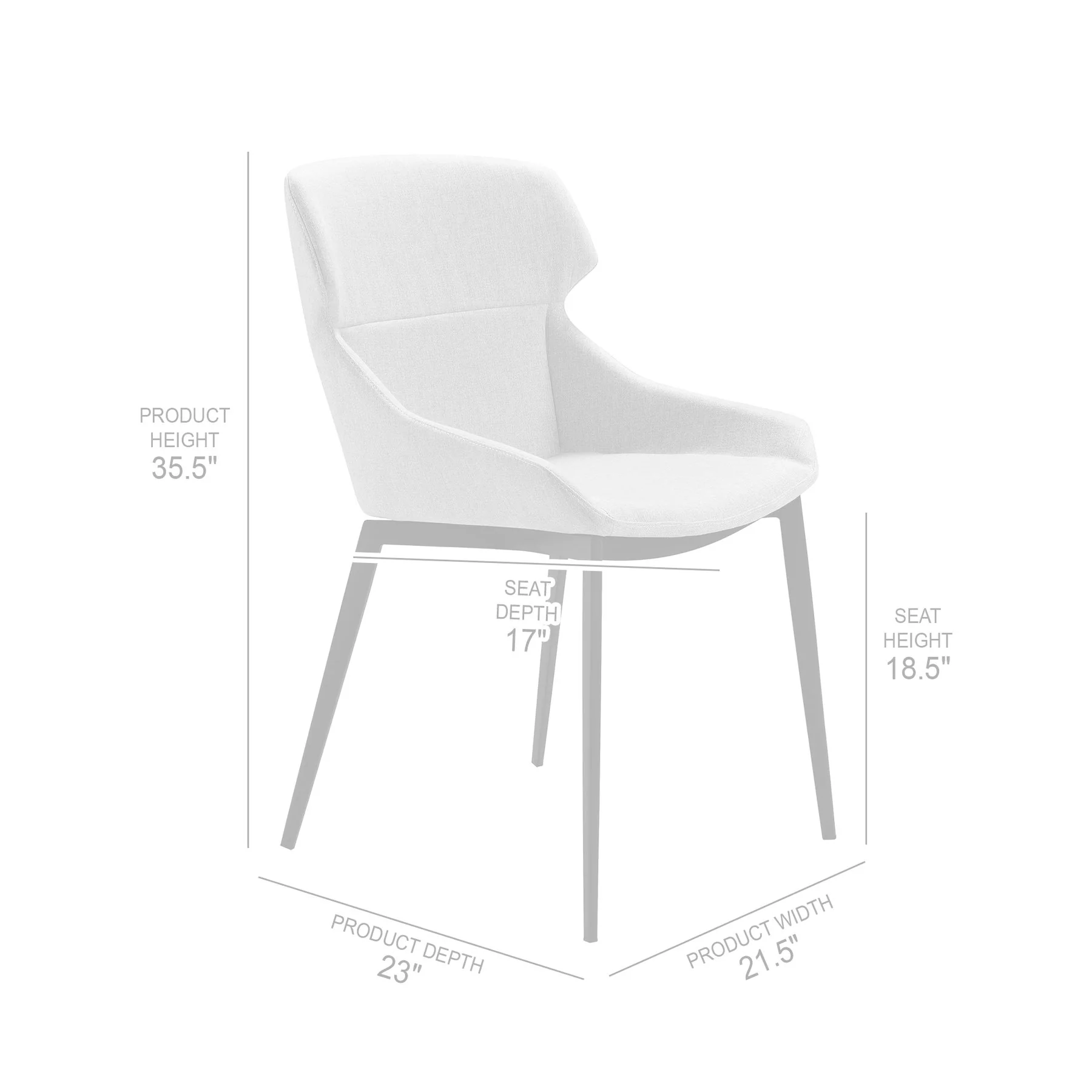 Kenna Modern Dining Chair in Matte Black Finish and Gray Fabric - Set of 2 - Image 9