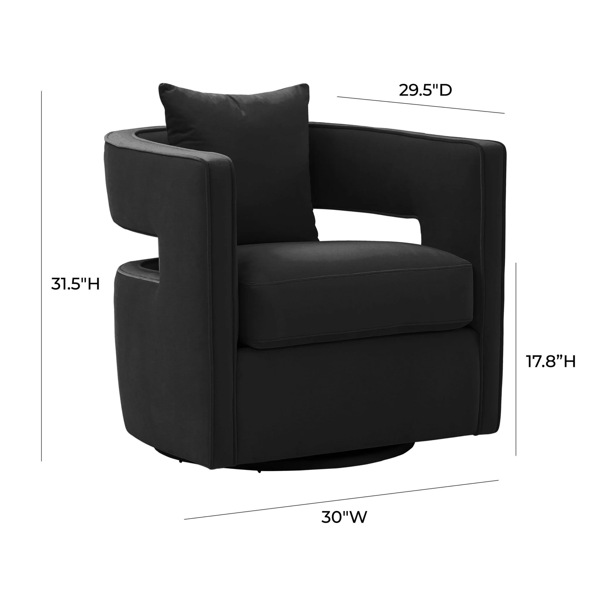 Kennedy Black Velvet Swivel Chair - Image 7