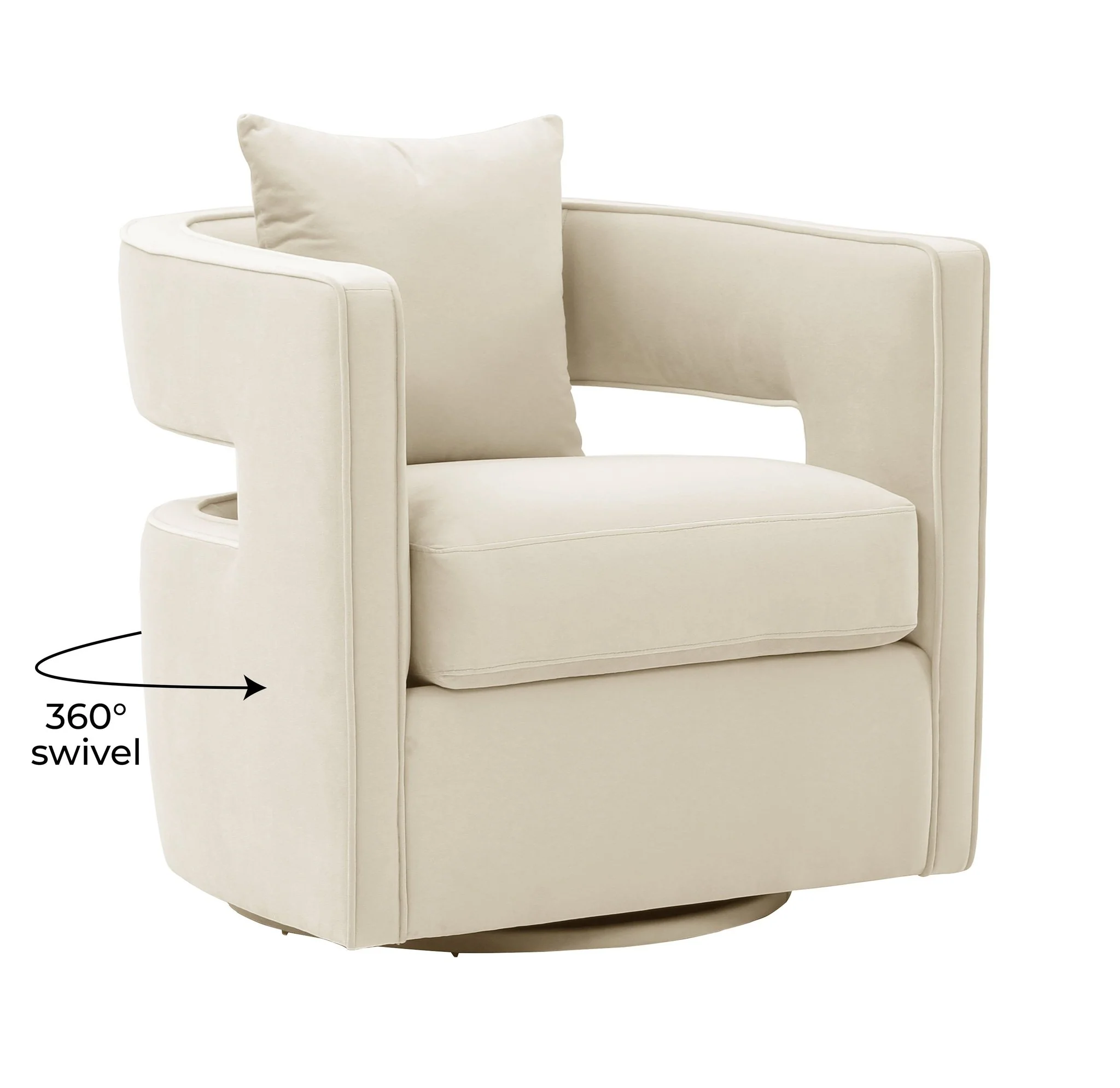 Kennedy Cream Velvet Swivel Chair - Image 6