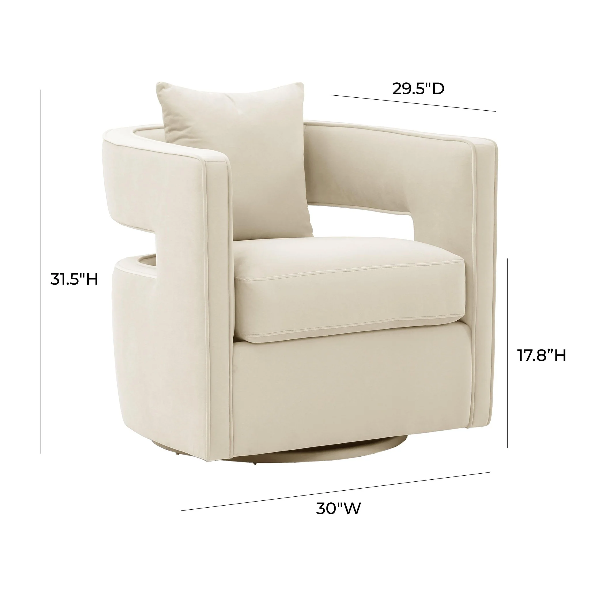 Kennedy Cream Velvet Swivel Chair - Image 7