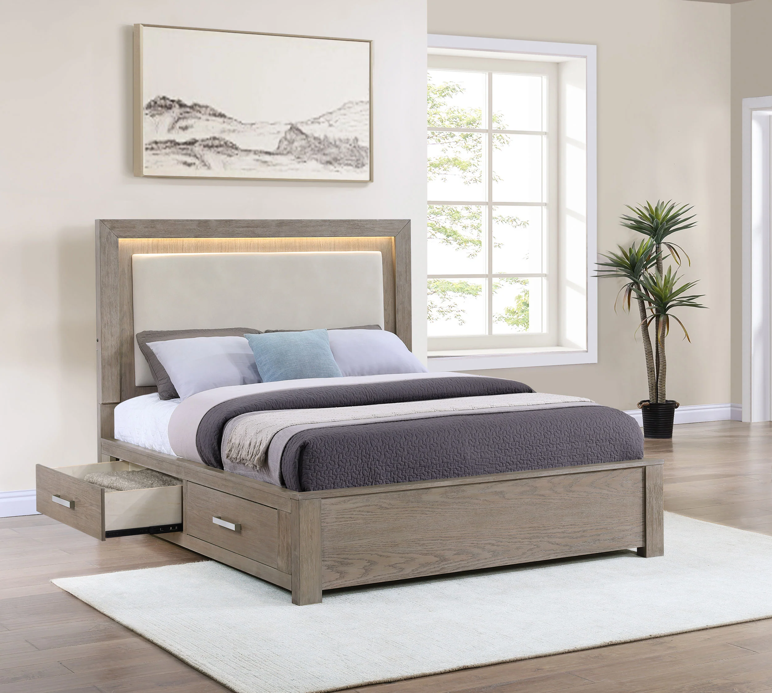 Kenora Panel Platform Storage Bed with LED Lighting - Image 18