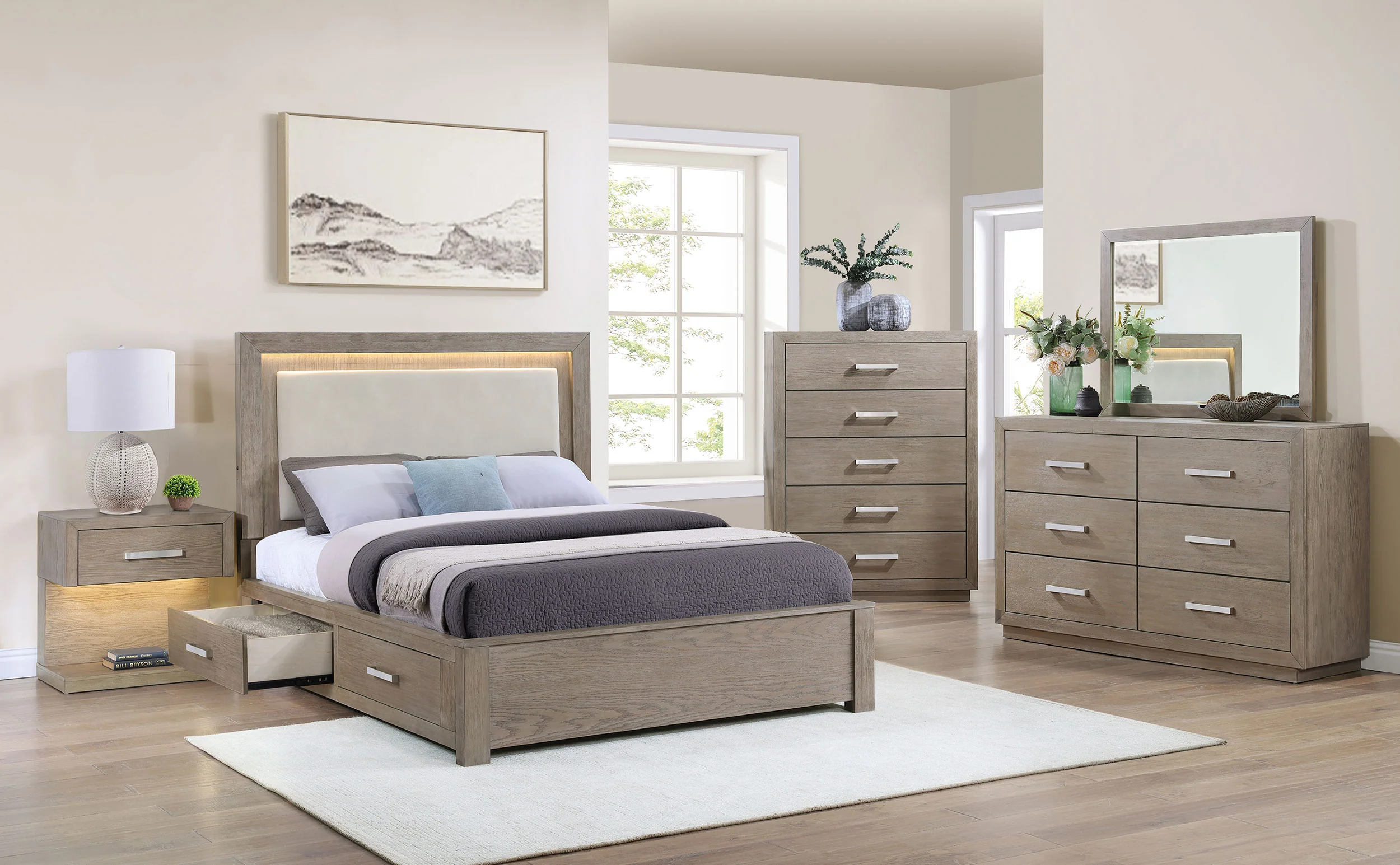 Kenora Panel Platform Storage Bed with LED Lighting - Image 30