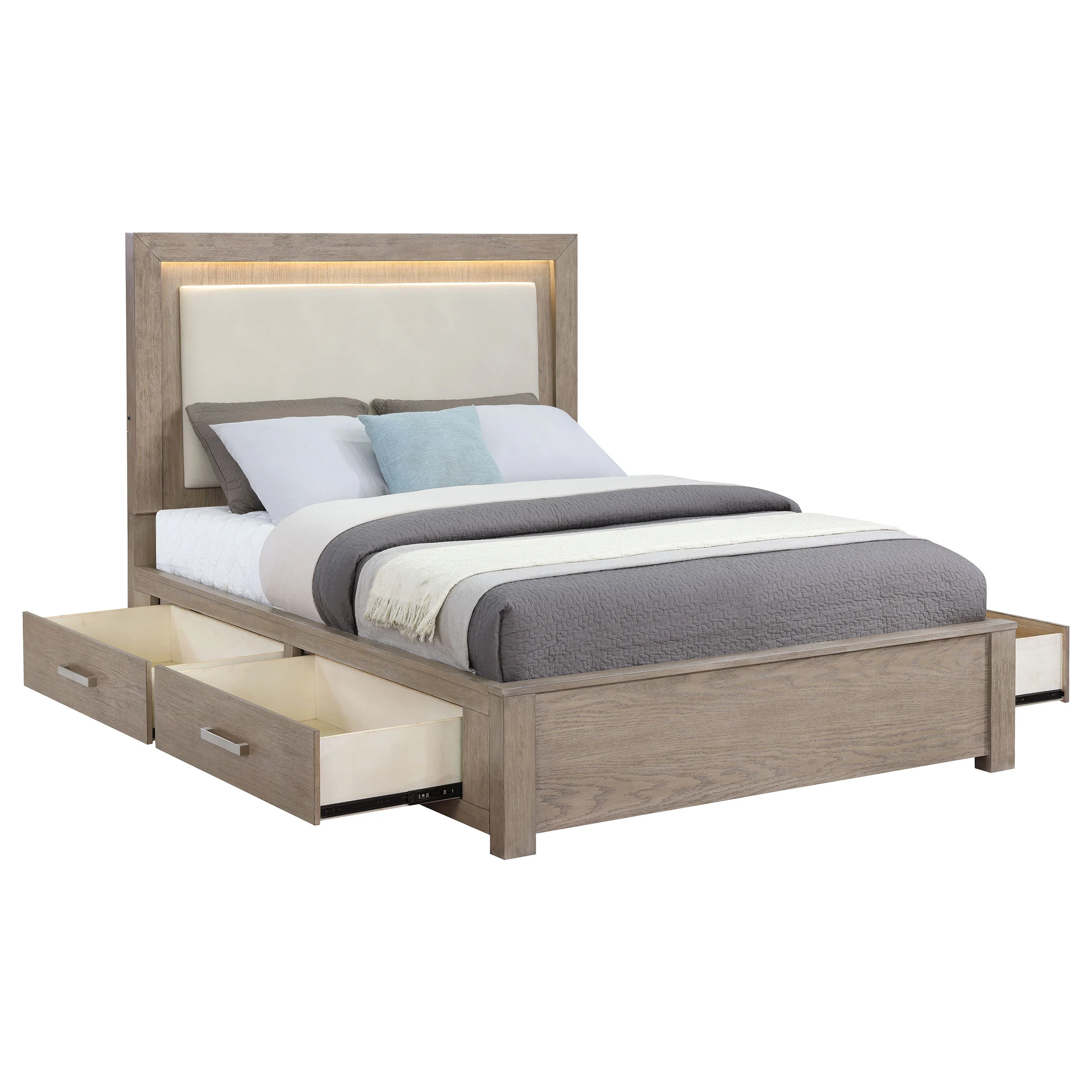 Kenora Panel Platform Storage Bed with LED Lighting - Image 6
