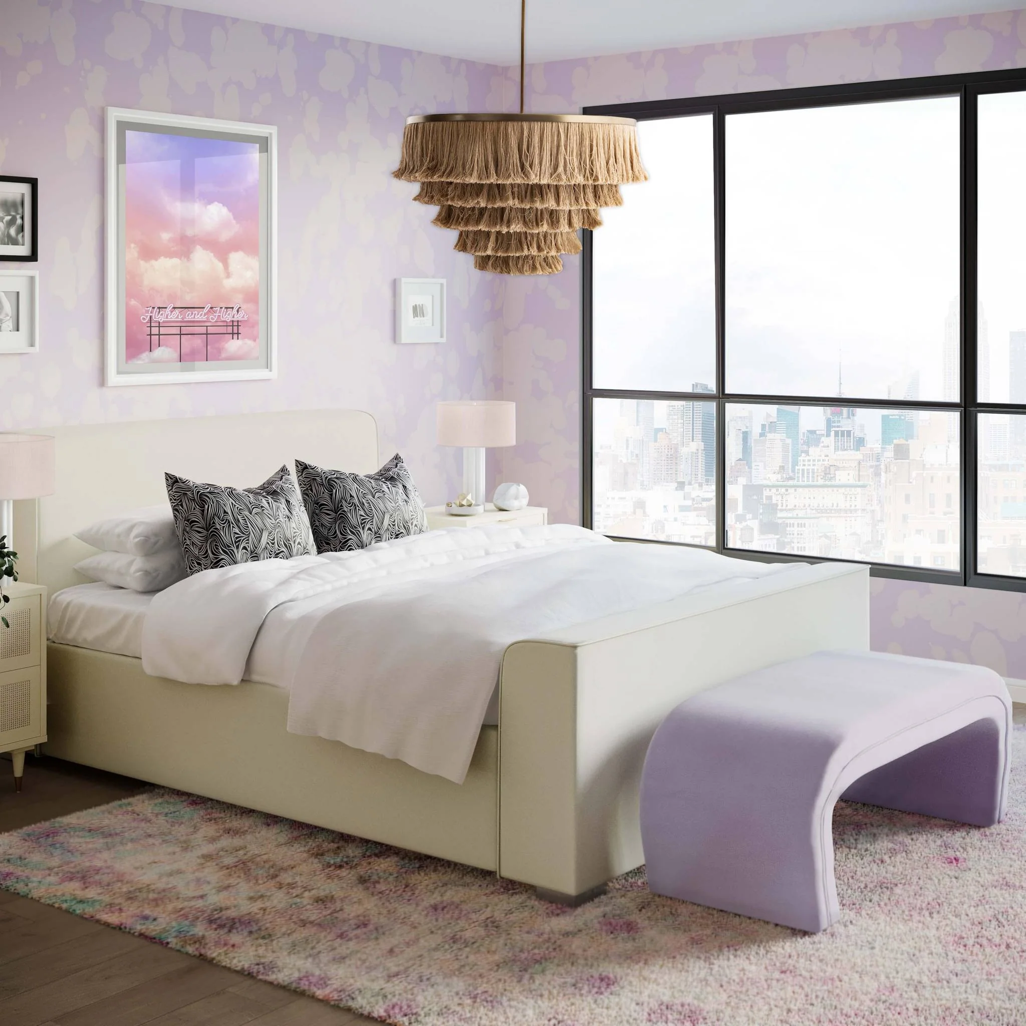 Kenya Lavender Velvet Bench - Image 2
