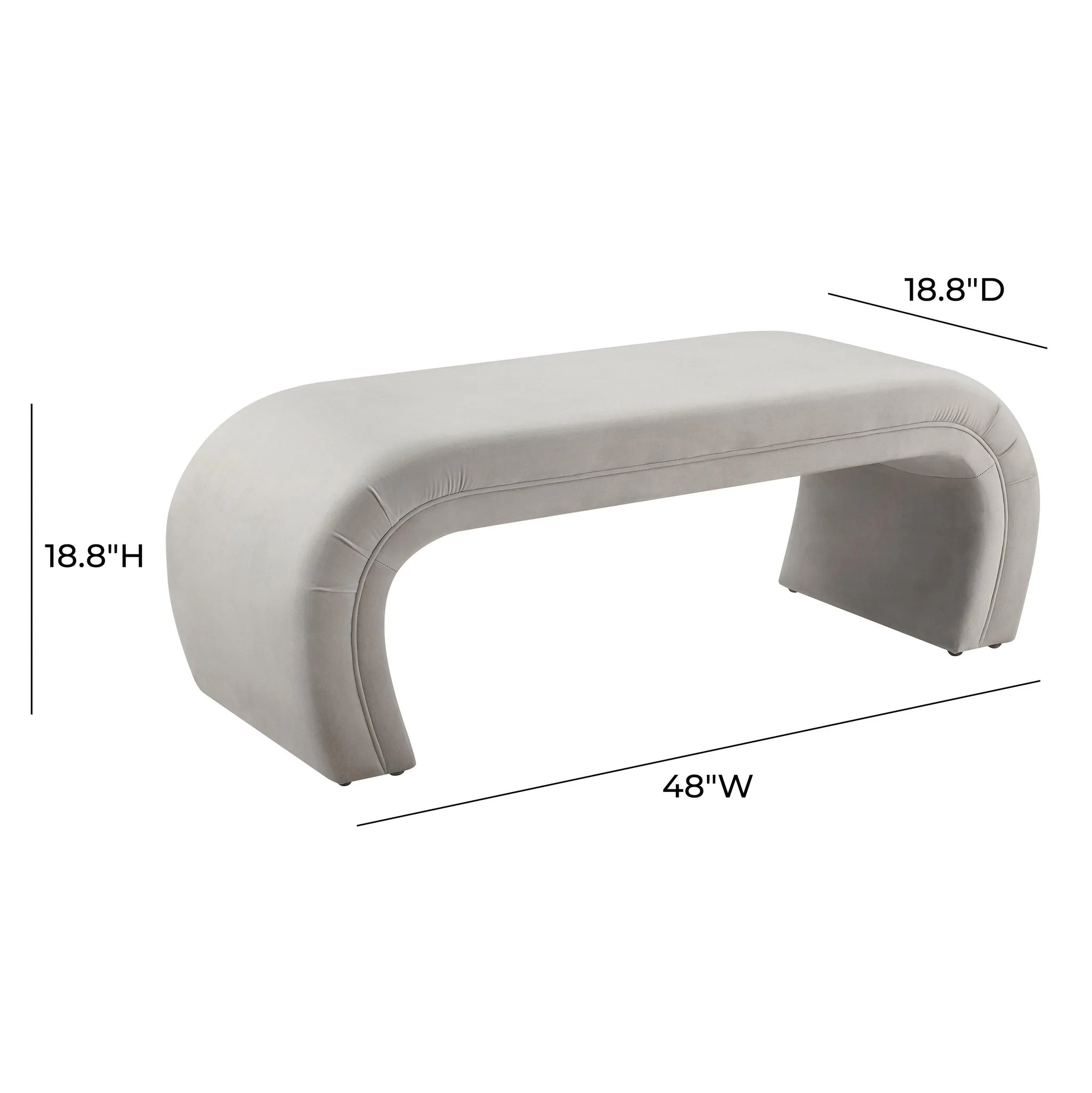 Kenya Light Grey Velvet Bench - Image 5