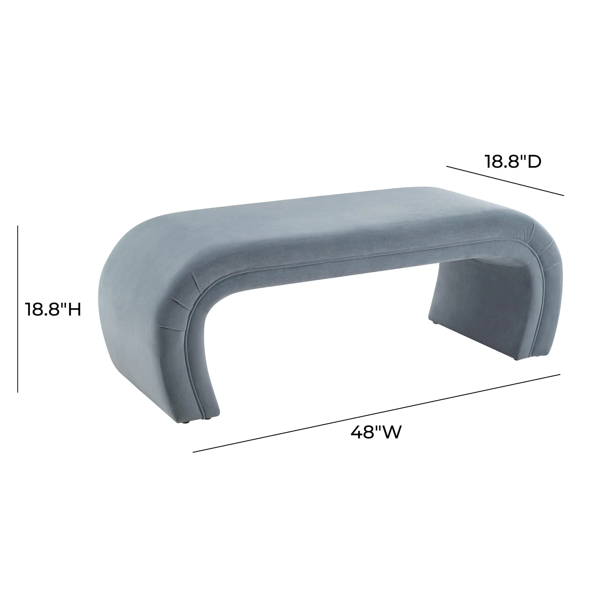 Kenya Sea Blue Velvet Bench - Image 6