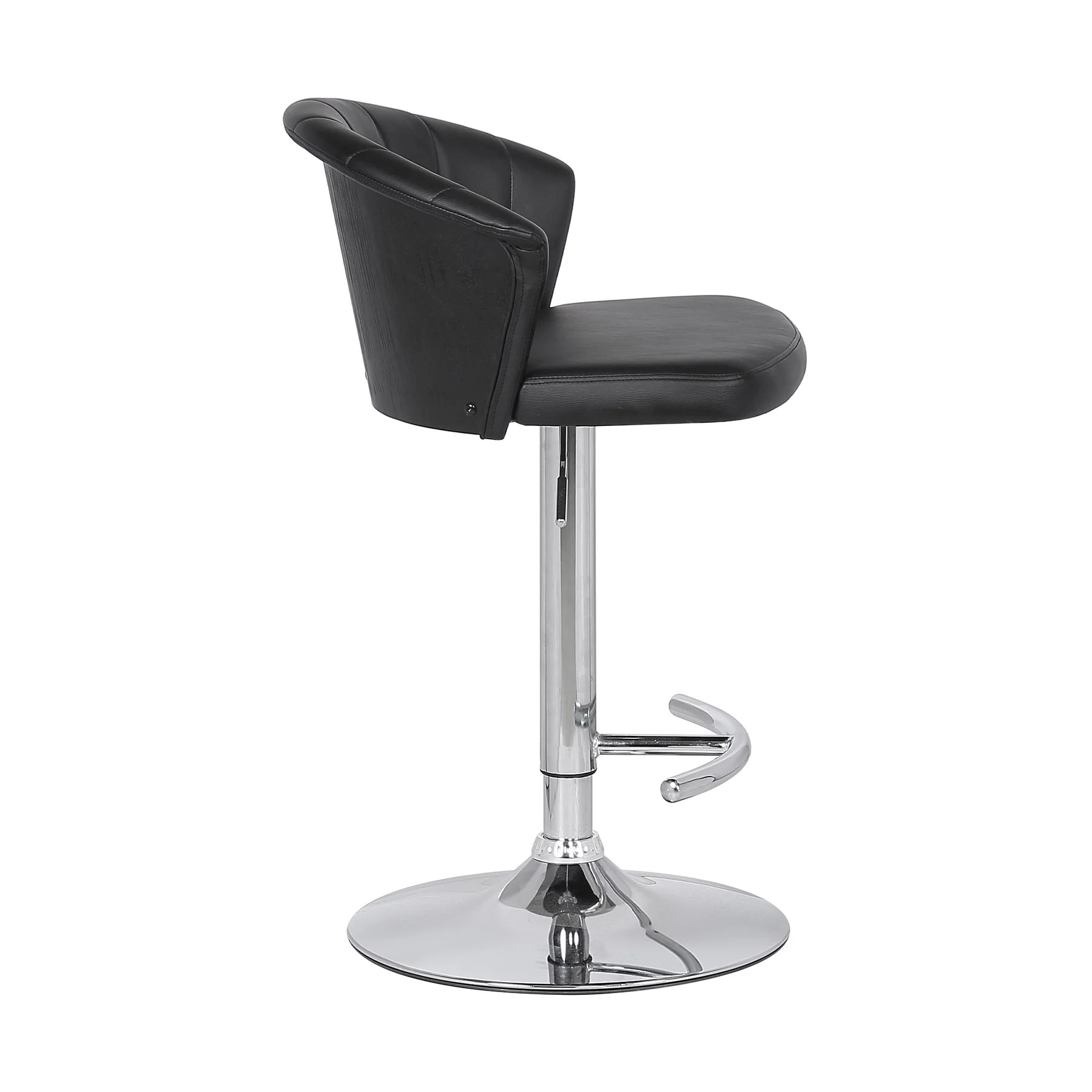Kenzie Adjustable Modern Black Faux Leather Bar Stool - Image 2