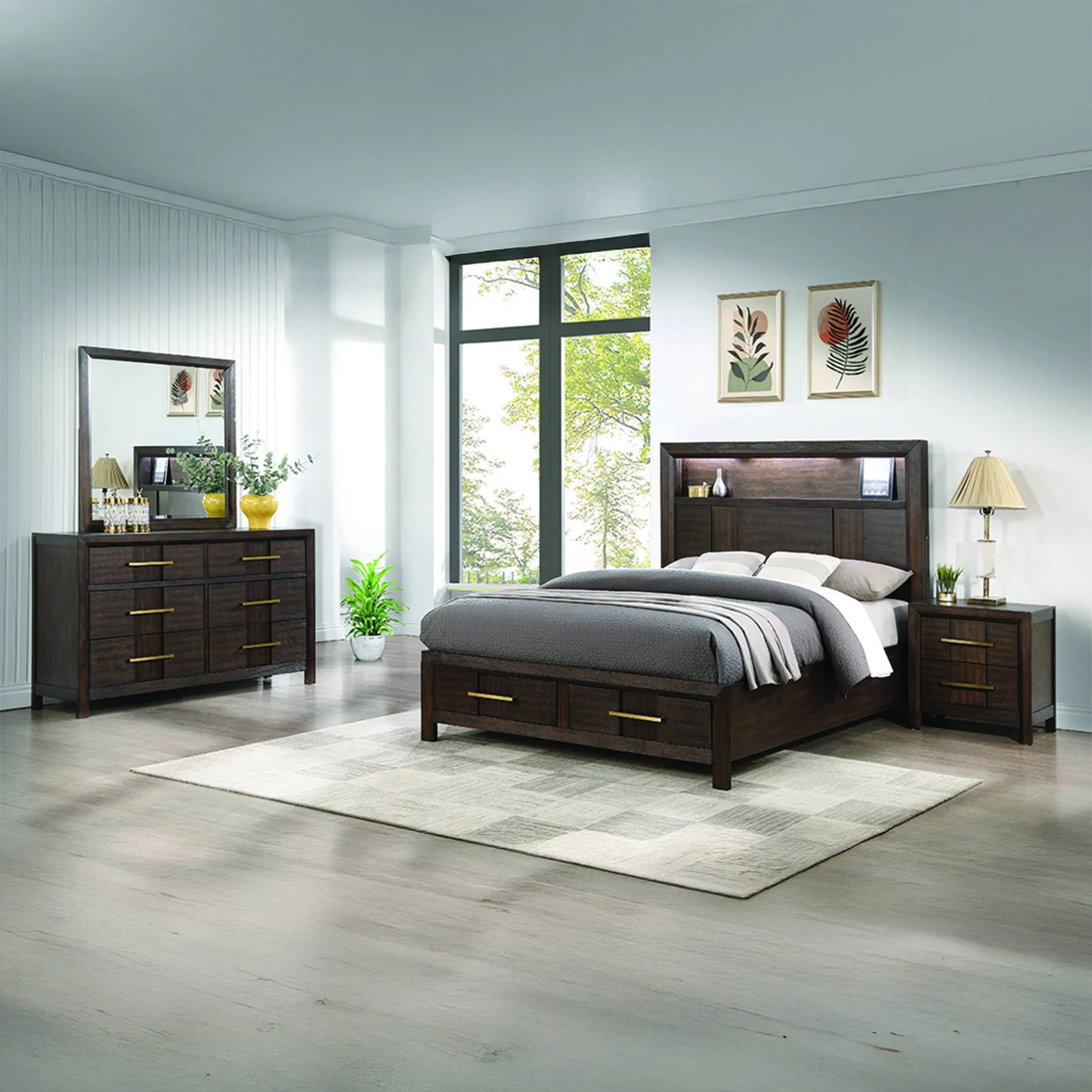 Kenzo Full 4 Pc Bedroom Set Walnut - Image 18