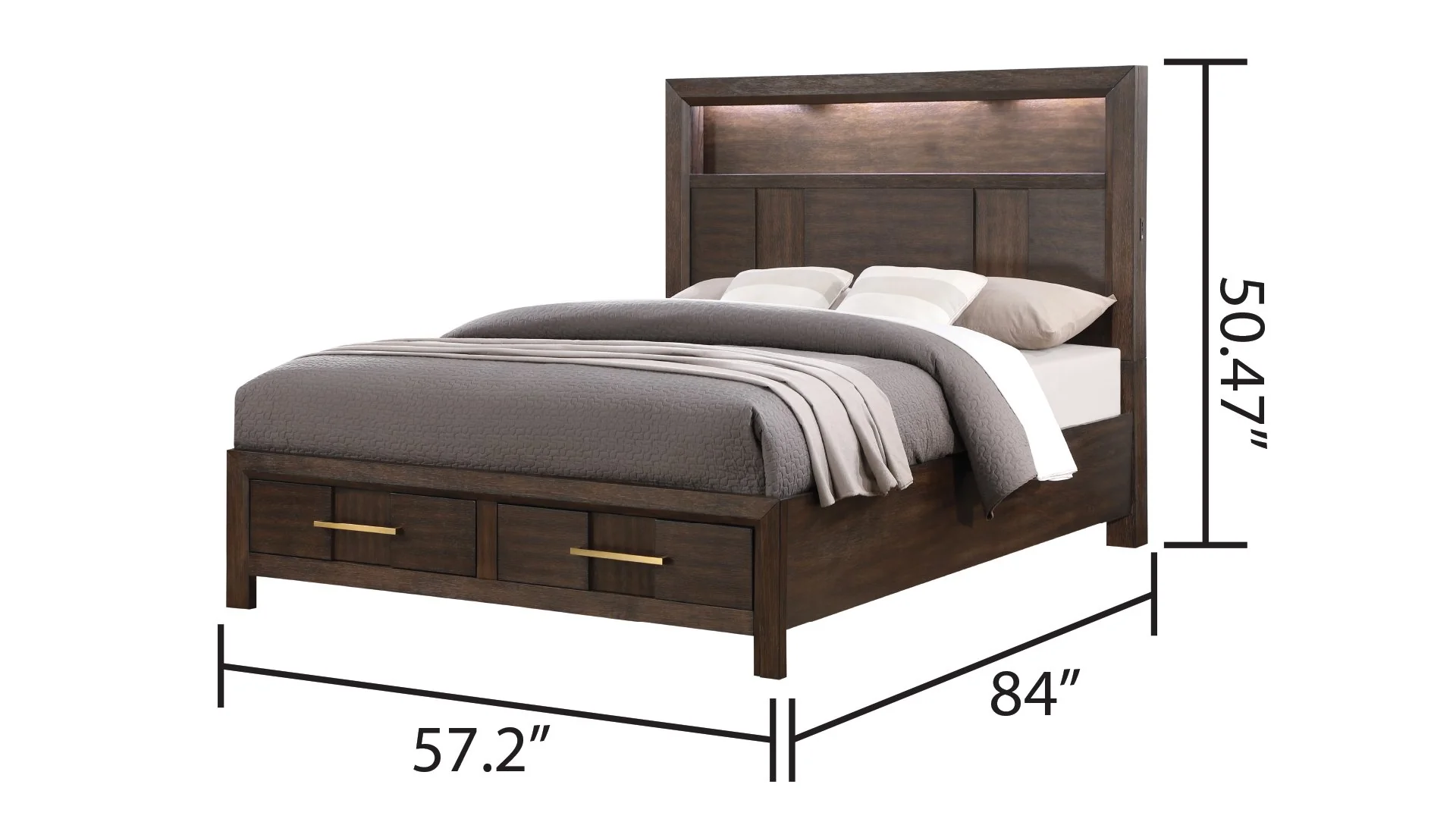 Kenzo Full 5 Pc Bedroom Set Walnut - Image 5
