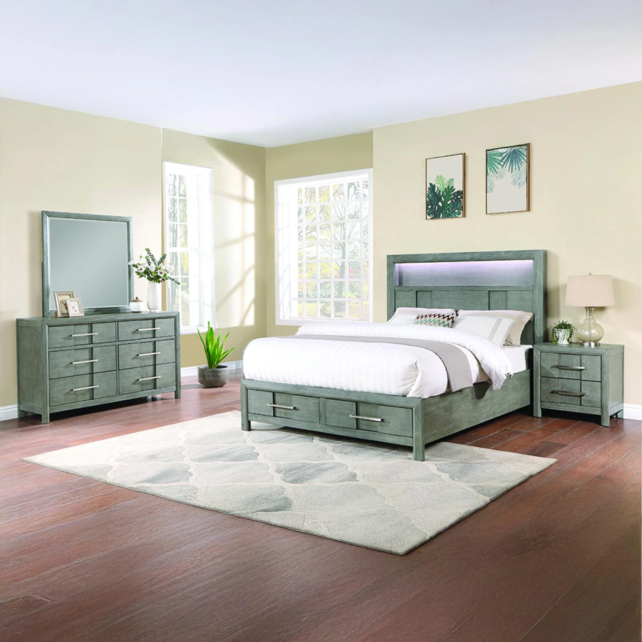 Kenzo Queen 4 Pc Bedroom Set Gray - Image 19