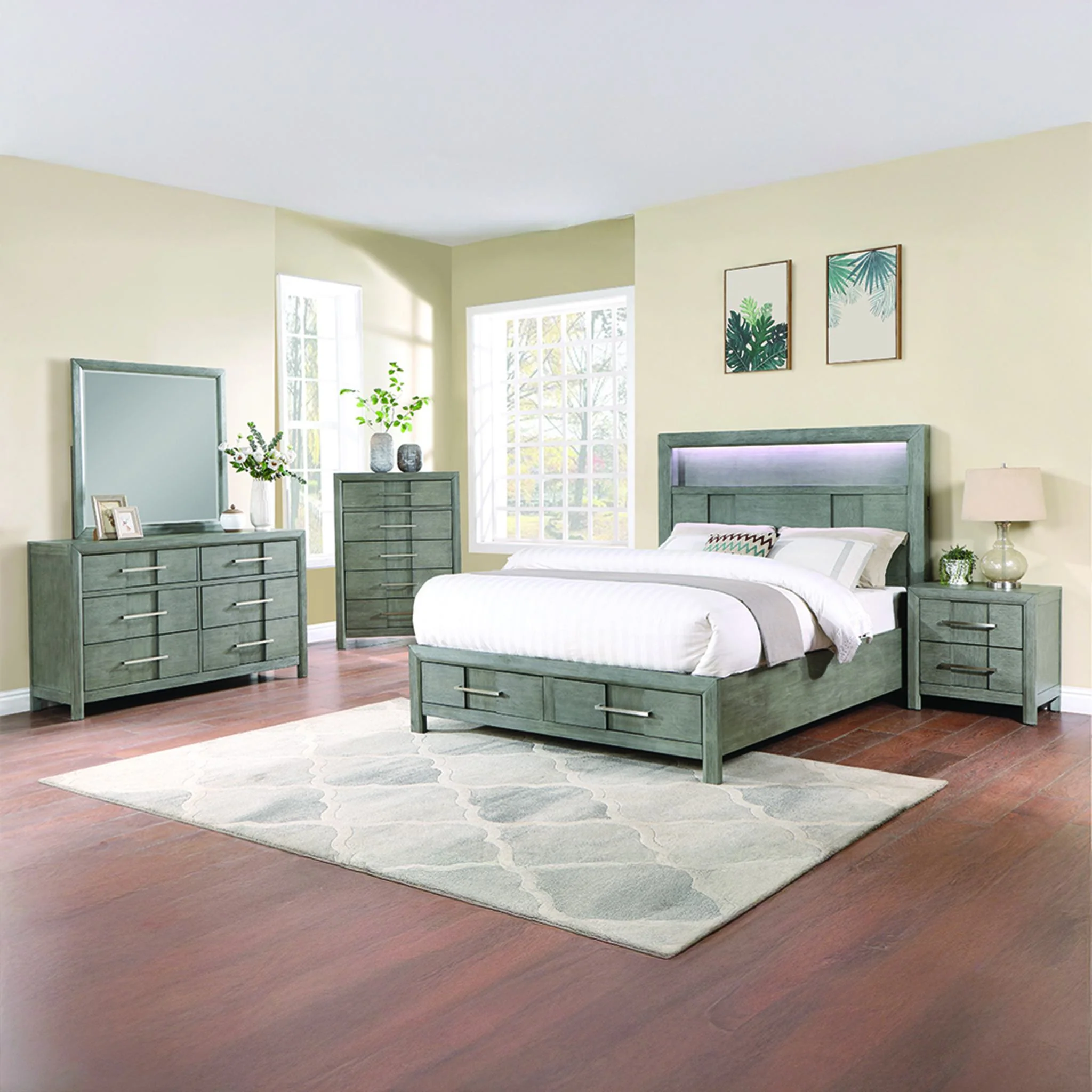 Kenzo Queen 5 Pc Bedroom Set Gray - Image 23