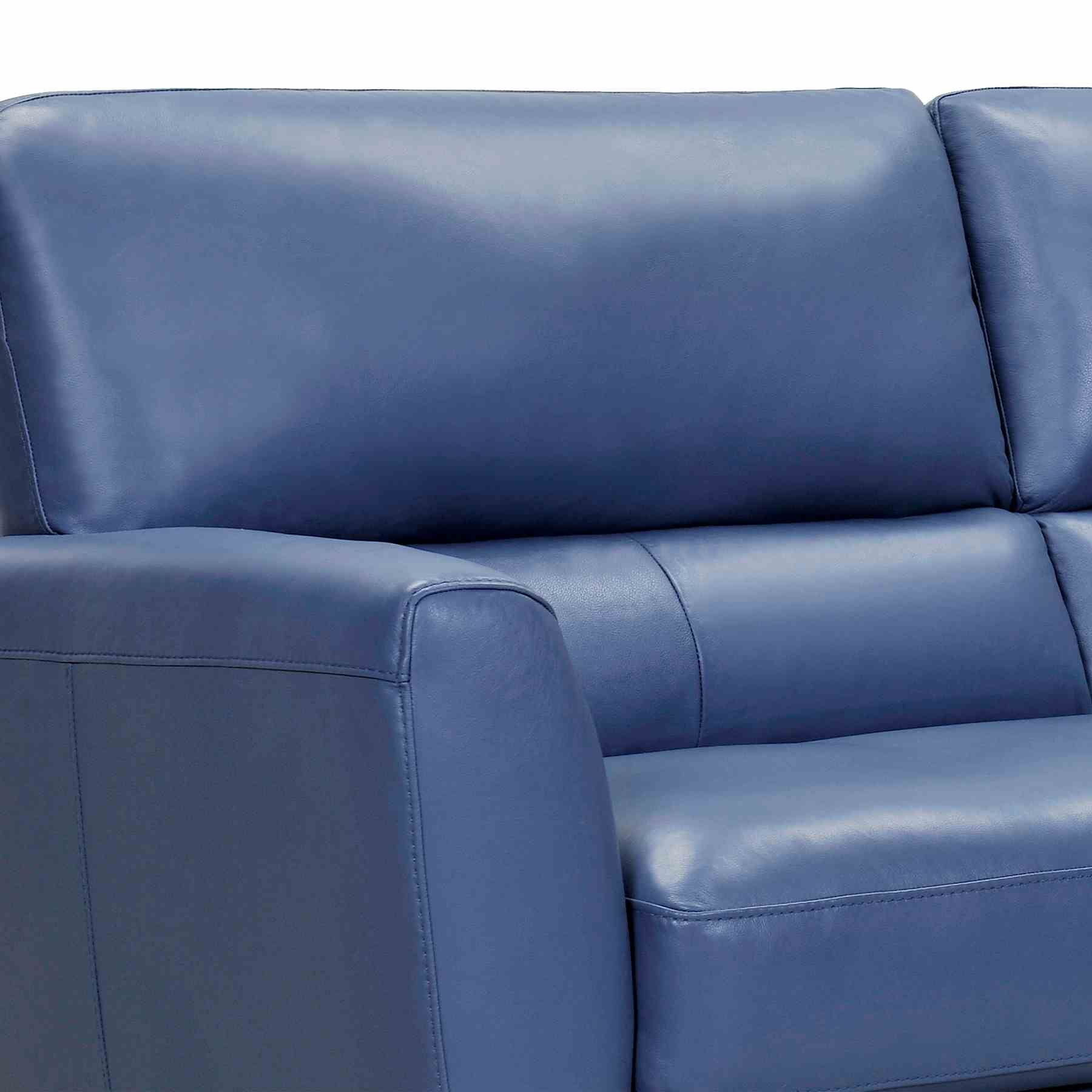 Kester 81" Square Arm Blue Genuine Leather Sofa - Image 4