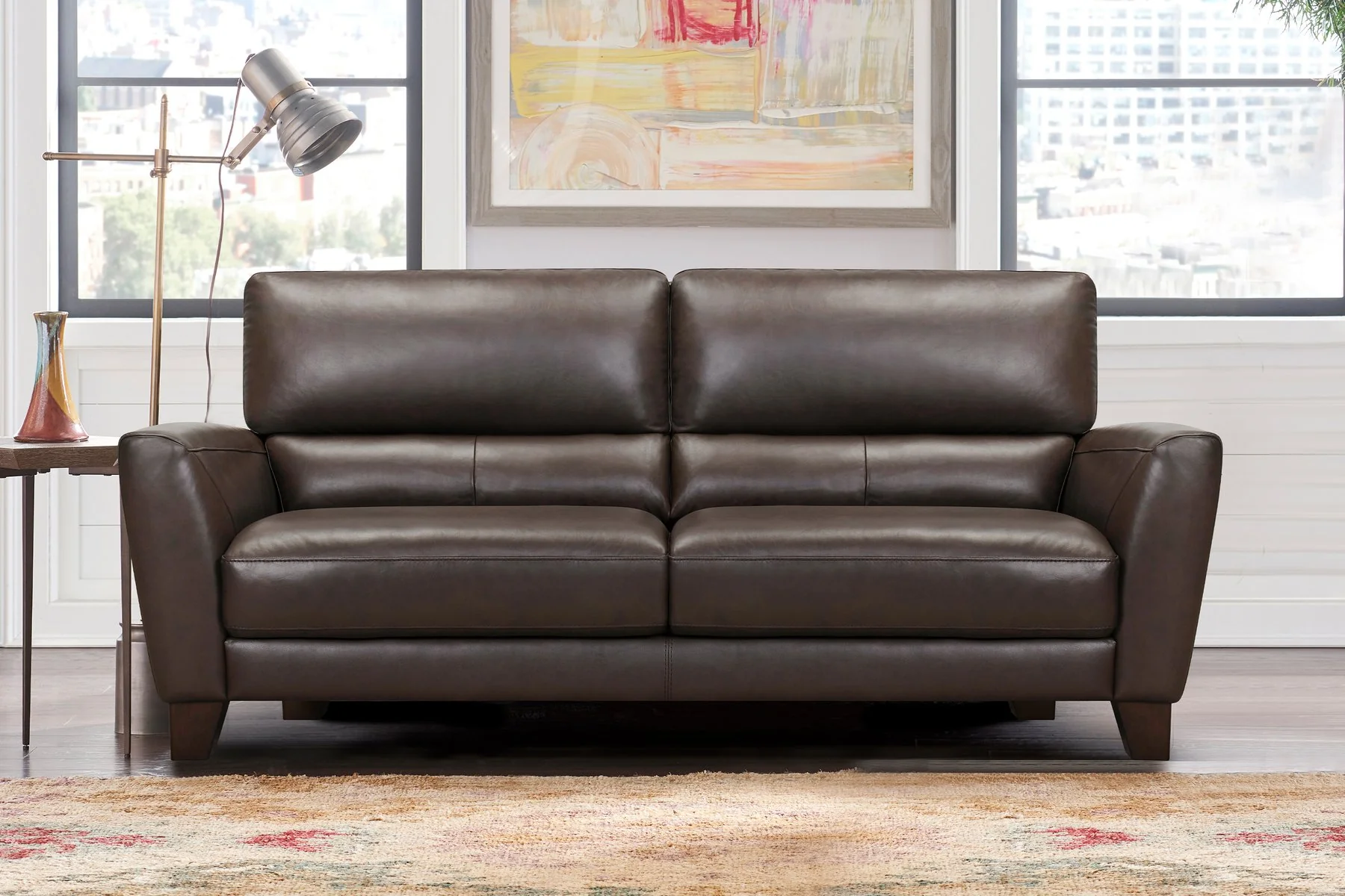 Kester 81" Square Arm Espresso Genuine Leather Sofa - Image 8