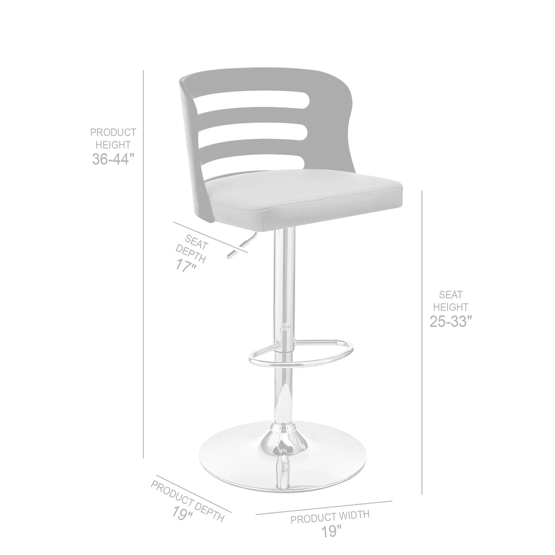 Khalia Adjustable Swivel Cream Faux Leather and Walnut Wood Bar Stool with Chrome Base - Image 9