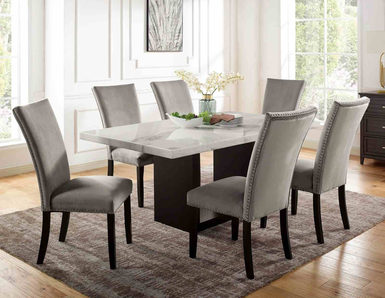 Kian I 7 Pc. Dining Table Set (Beige Chairs) - Image 2