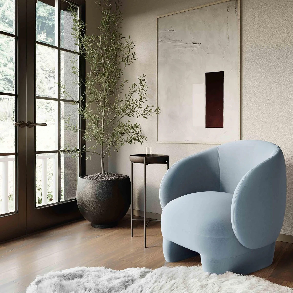 Kiki Blue Stone Velvet Accent Chair - Image 2