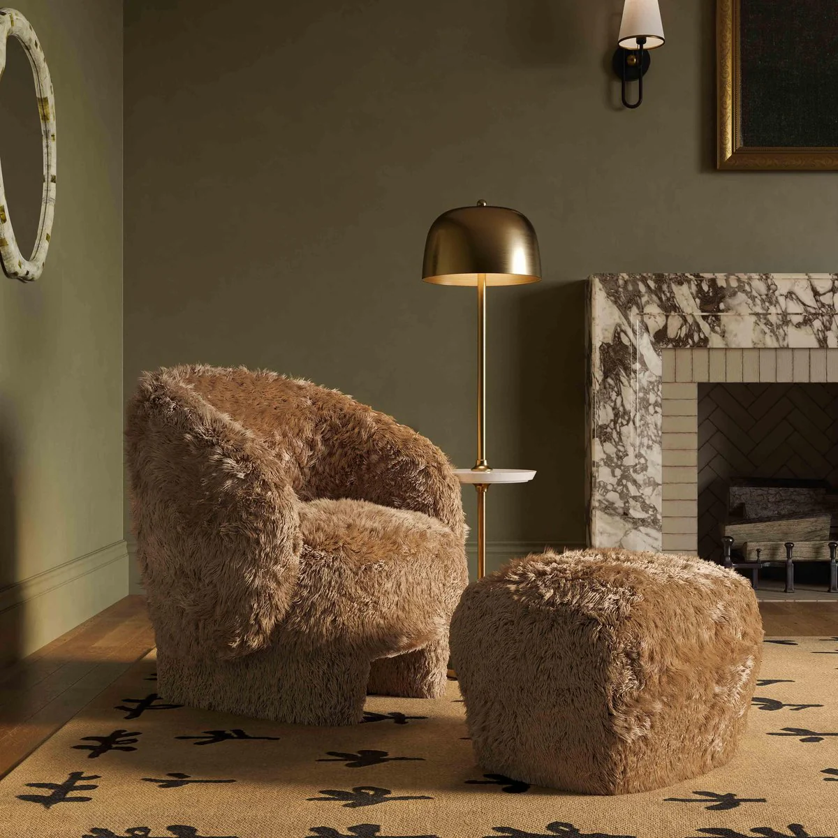 Kiki Dark Taupe Vegan Shearling Accent Chair - Image 2