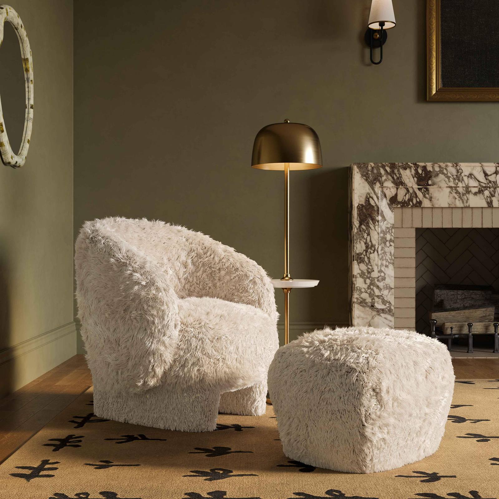 Kiki Natural Vegan Shearling Accent Chair - Image 2