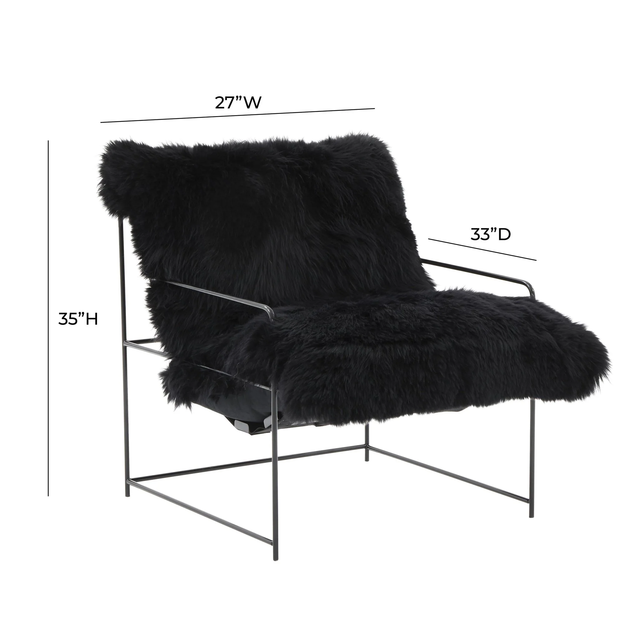 Kimi Black Genuine Sheepskin Chair - Image 7