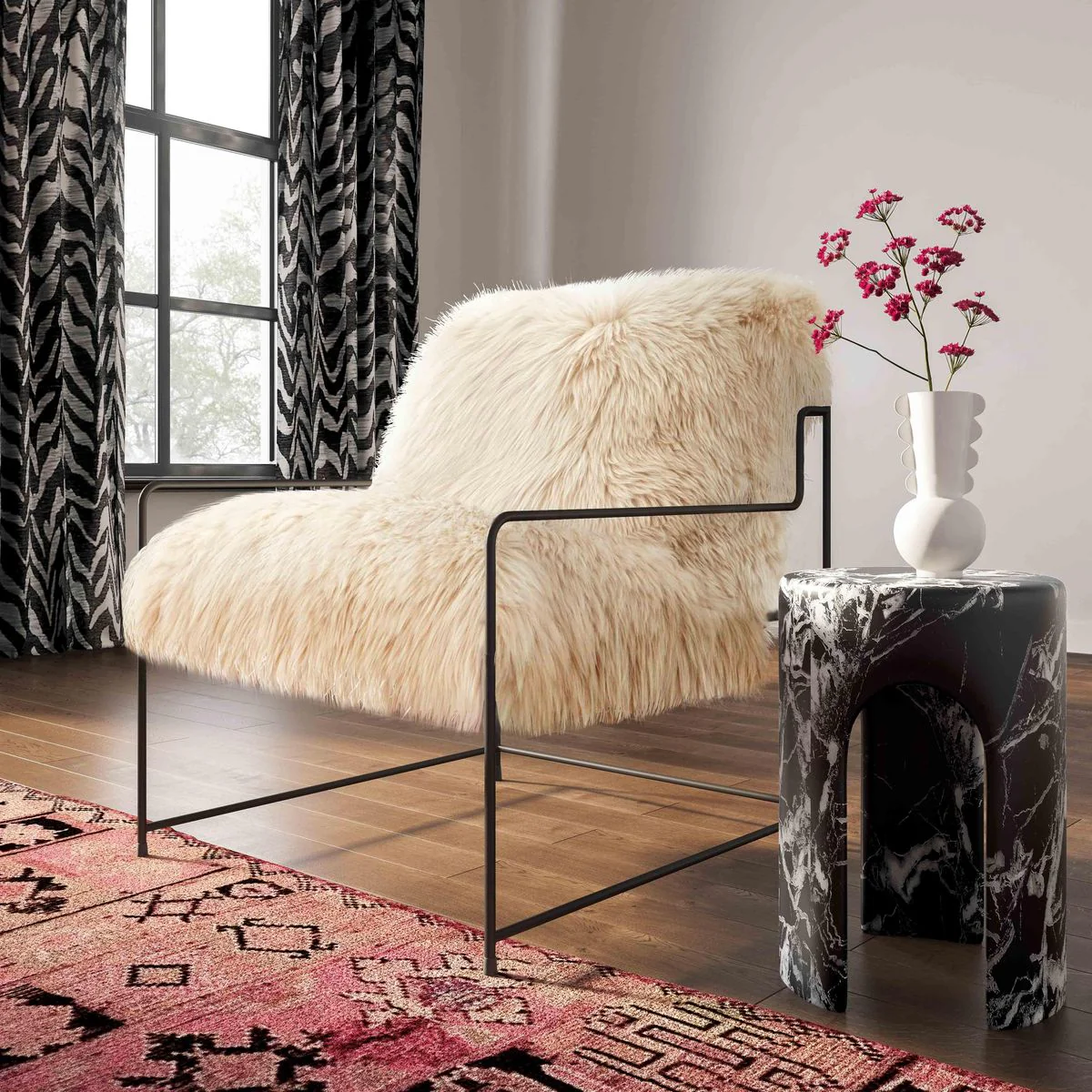 Kimi Natural Genuine Sheepskin Chair - Image 2